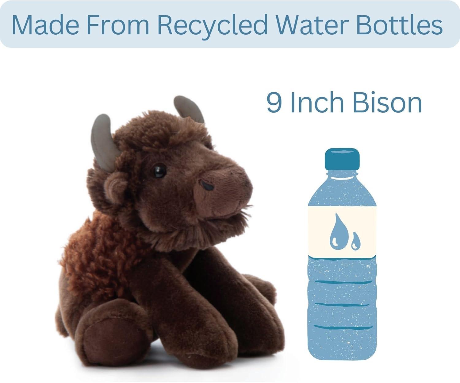 The Petting Zoo Floppy Bison Stuffed Animal Plushie, Gifts for Kids, Wild Onez Wildlife Animals, Bison Plush Toy 9 inches