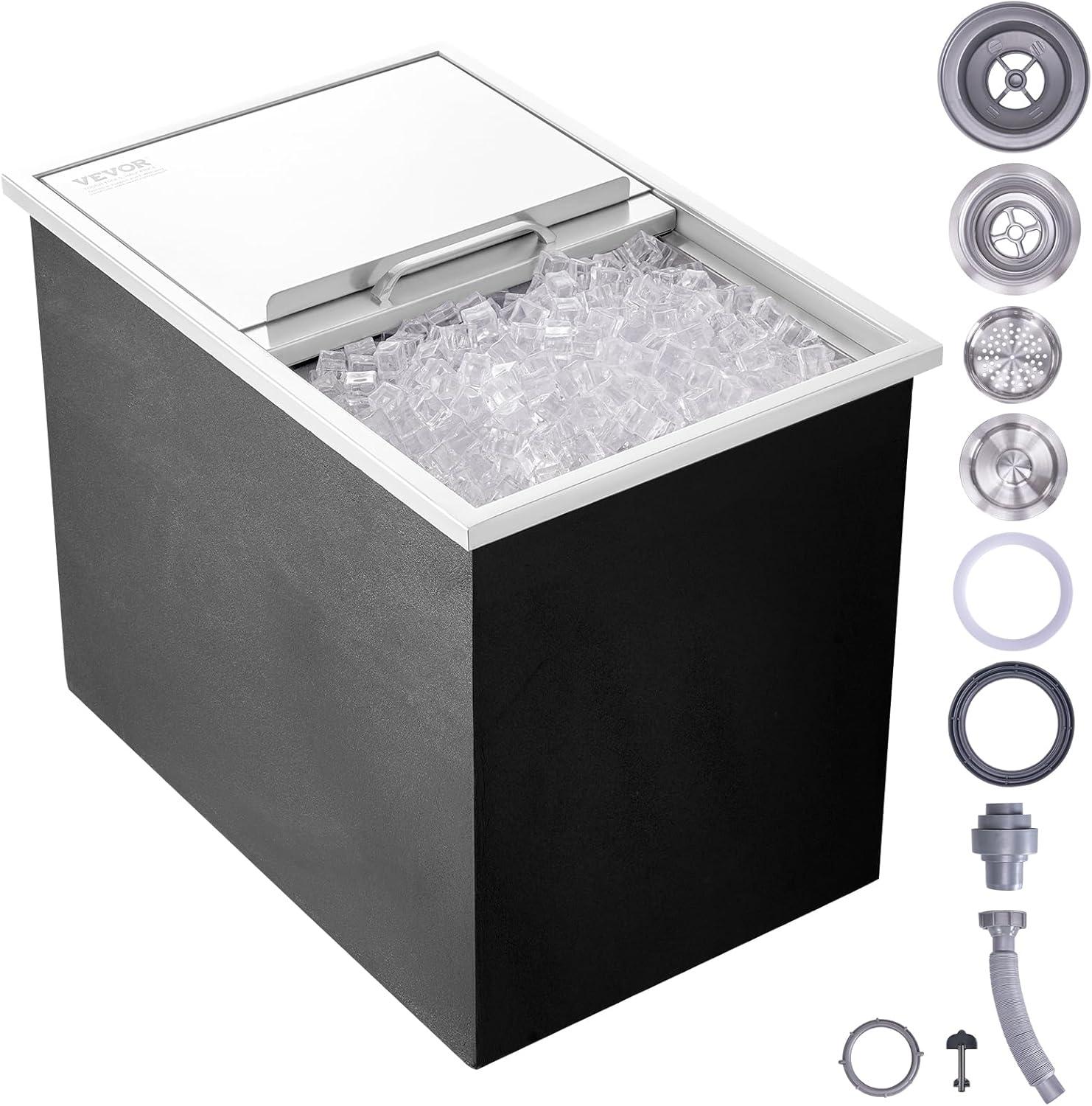 VEVOR 27" Stainless Steel Drop-In Ice Chest with Sliding Cover