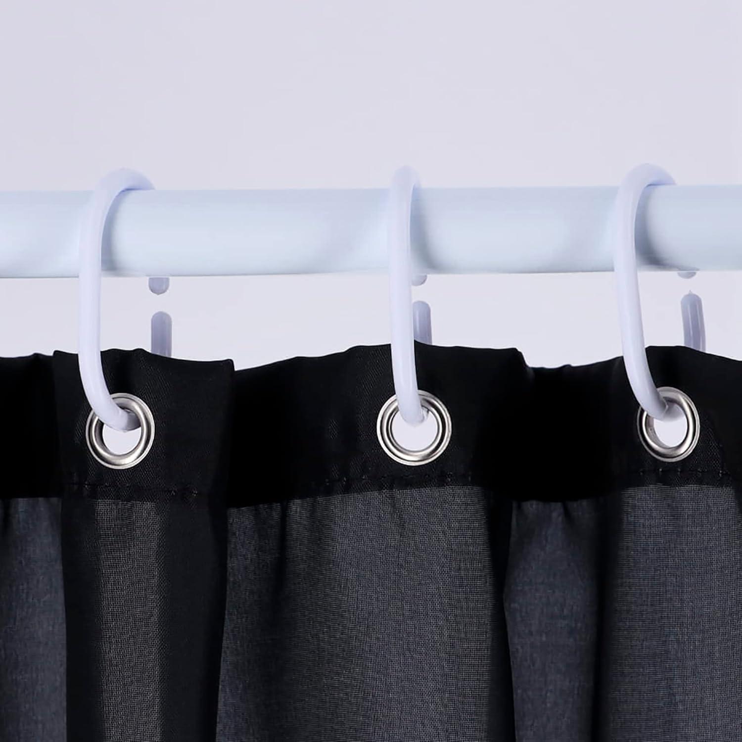 Evideco Solid Plastic Shower Curtain Hooks Rings (Set of 12)