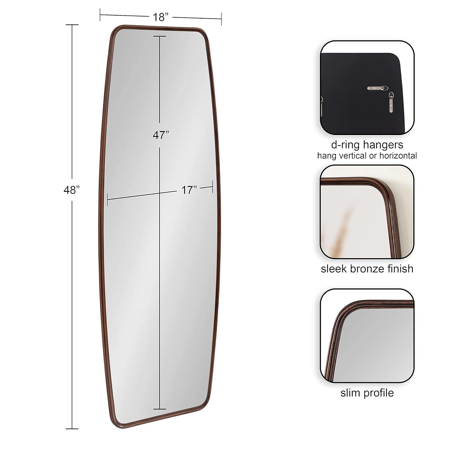 Kate and Laurel Caskill Rectangle MDF Full Length Mirror, 18x48, Bronze