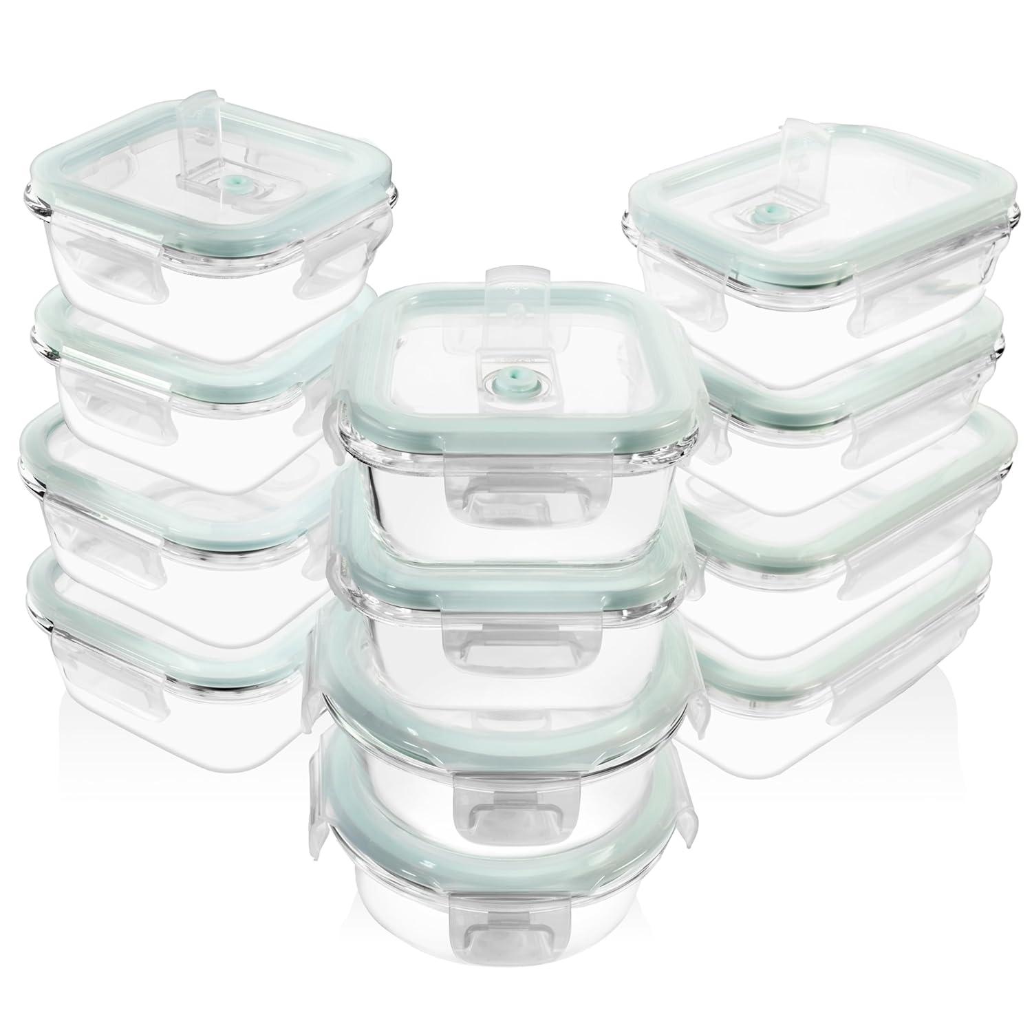 Razab 24 Pcs Glass Food Storage Containers with Lids, Bpa Free, Leakproof Meal Prep Container for Food and Vegetable Storage