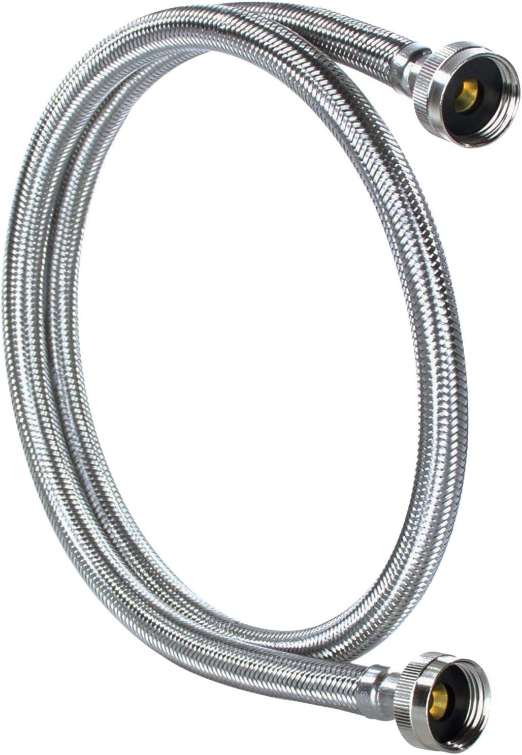 Supco ?" X 6' Stainless Steel Inlet Hose for Washers, 3806FFSS
