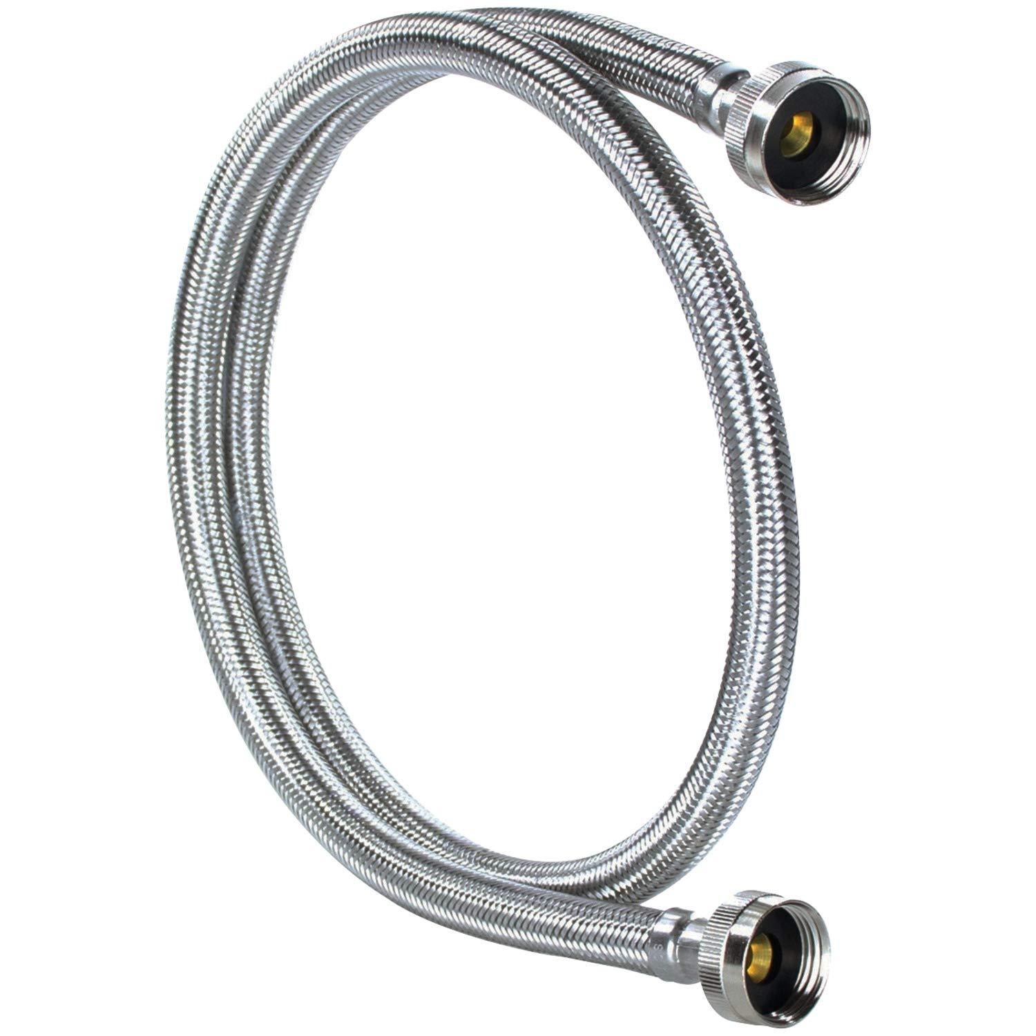 Supco ?" X 6' Stainless Steel Inlet Hose for Washers, 3806FFSS