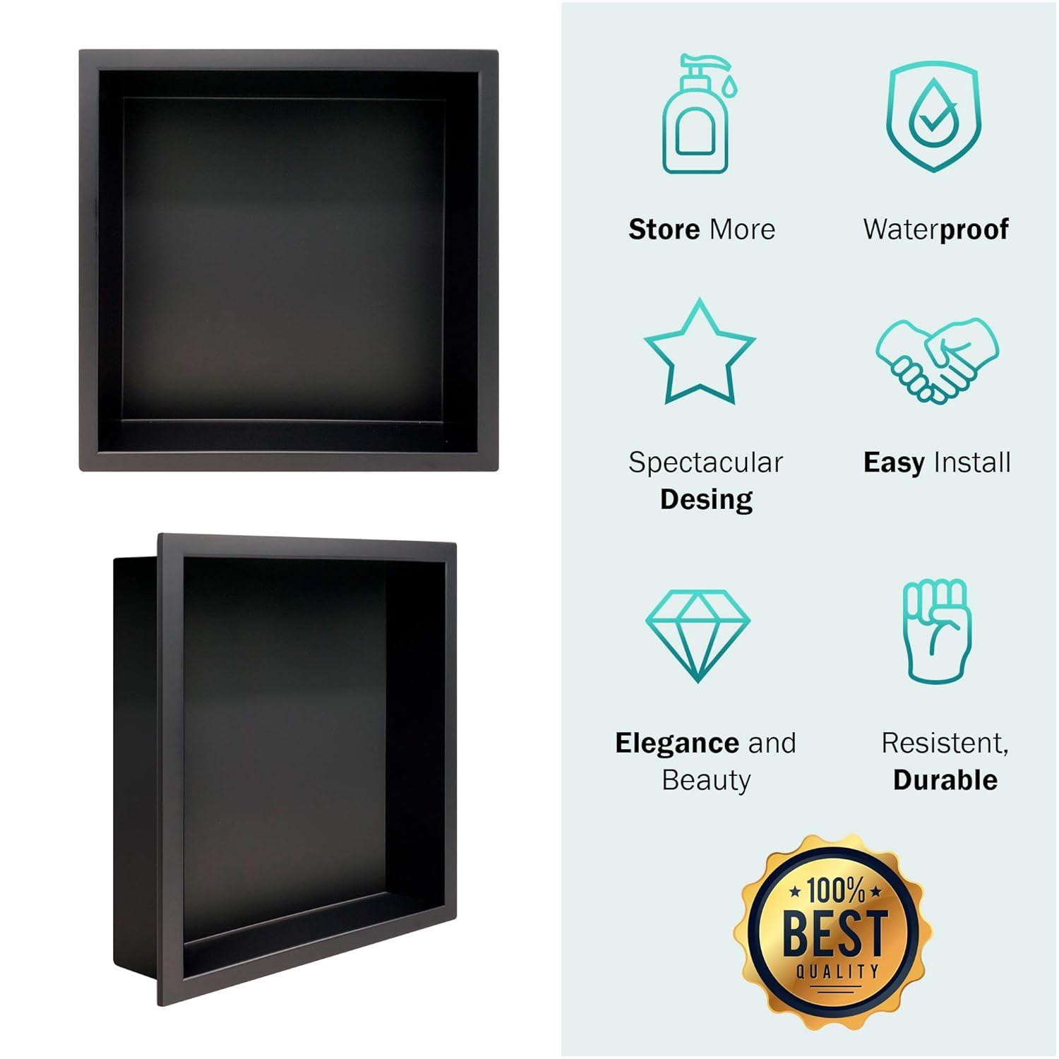 Shower Niche Stainless Steel In-wall Model 12" X 12" Recessed Shelf - Modern and Elegant Design - Easy to Install