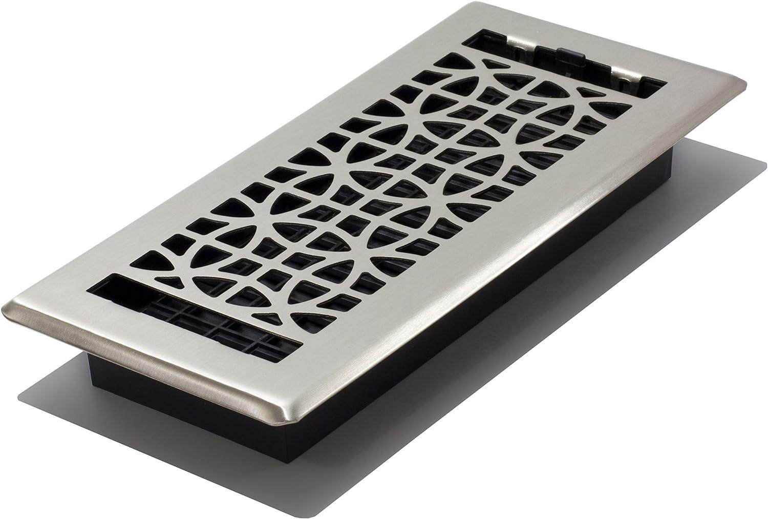 Eclipse Brushed Nickel 4" x 10" Steel Floor Register