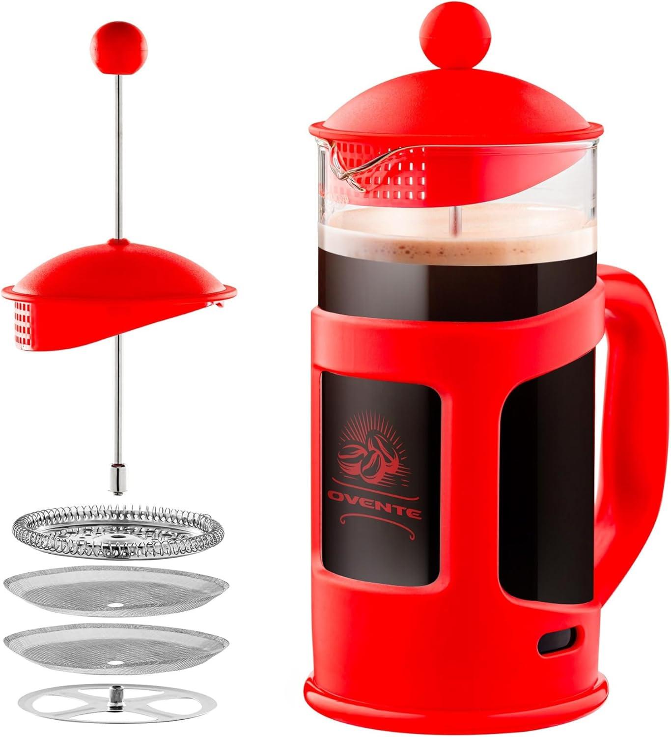 Ovente OVENTE 12 Ounce French Press Coffee Tea and Espresso 4 Filter Stainless-Steel FPT12R