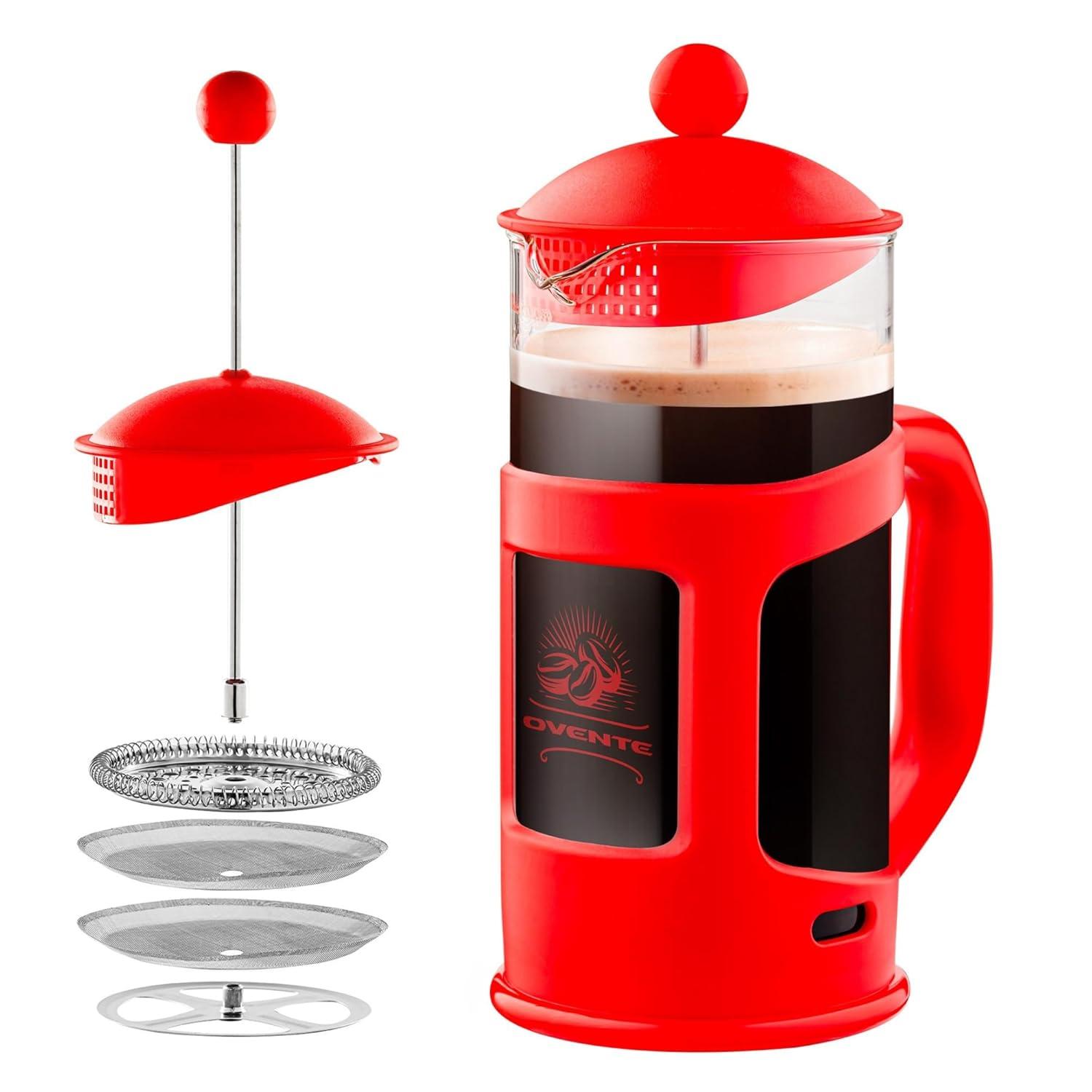 Ovente OVENTE 12 Ounce French Press Coffee Tea and Espresso 4 Filter Stainless-Steel FPT12R