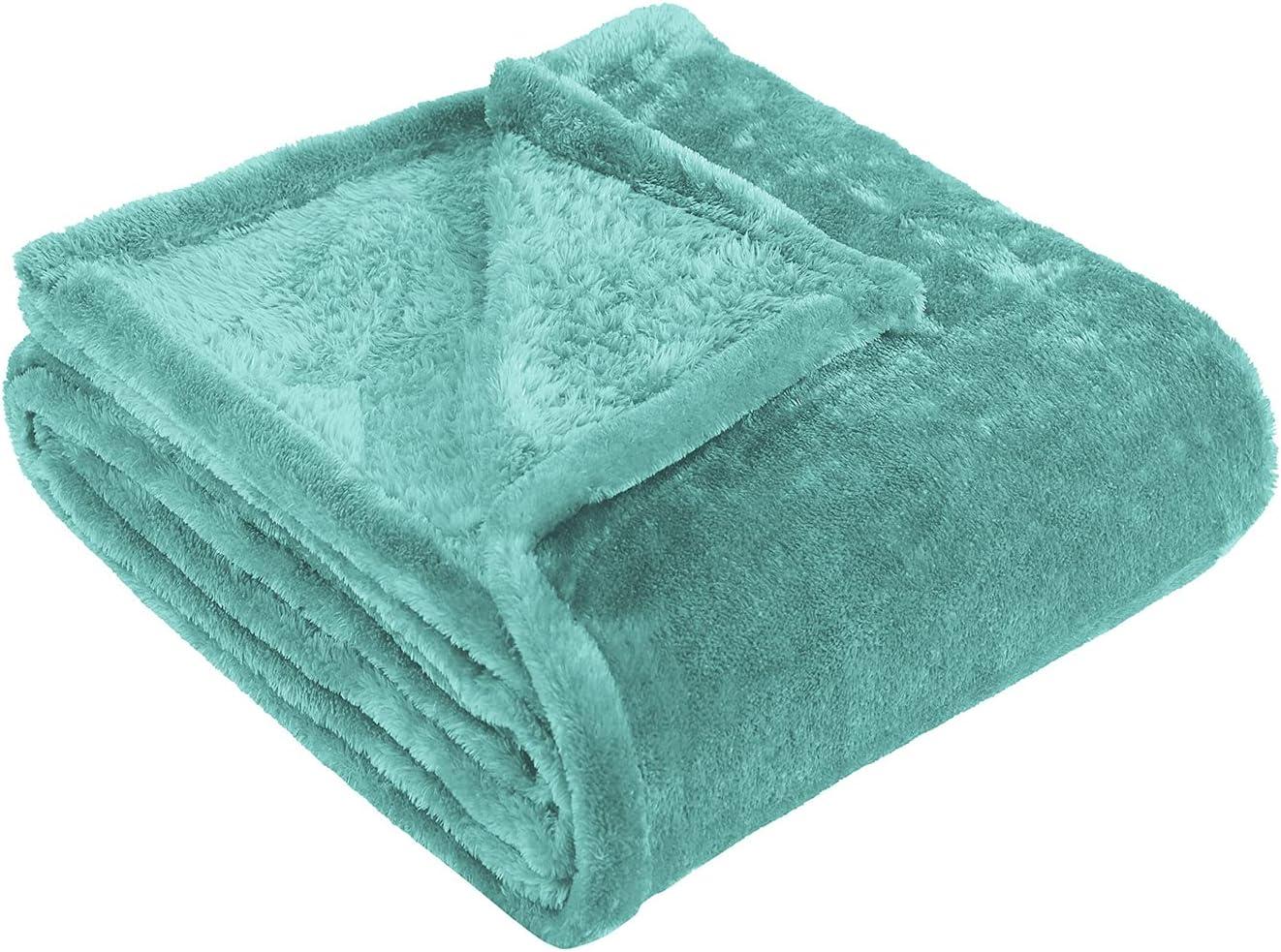 Luxurious Turquoise Fleece Full/Queen Throw Blanket - Fade Resistant