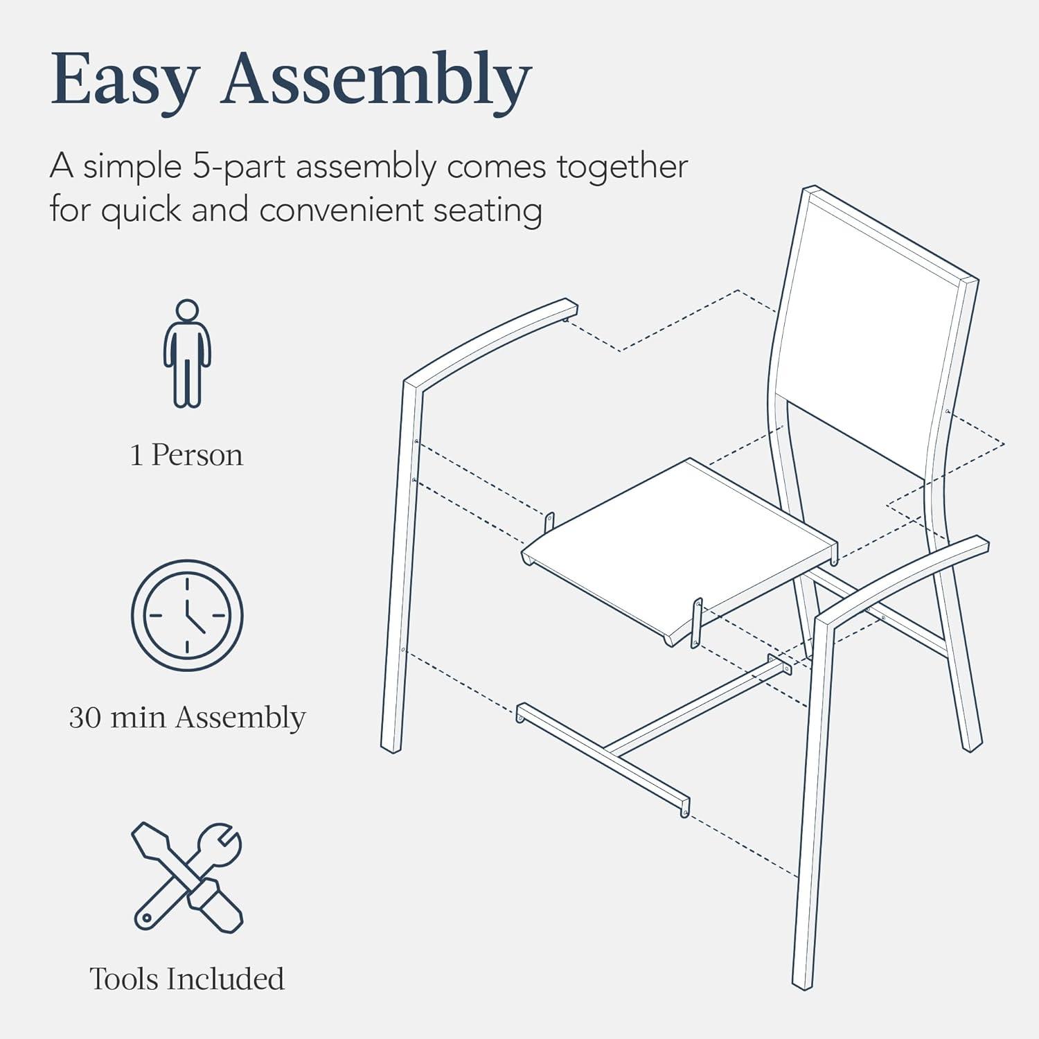 Best Choice Products Outdoor Barstools Set of 2, Bar Height Patio Chairs w/ All-Weather Mesh - Black/Black