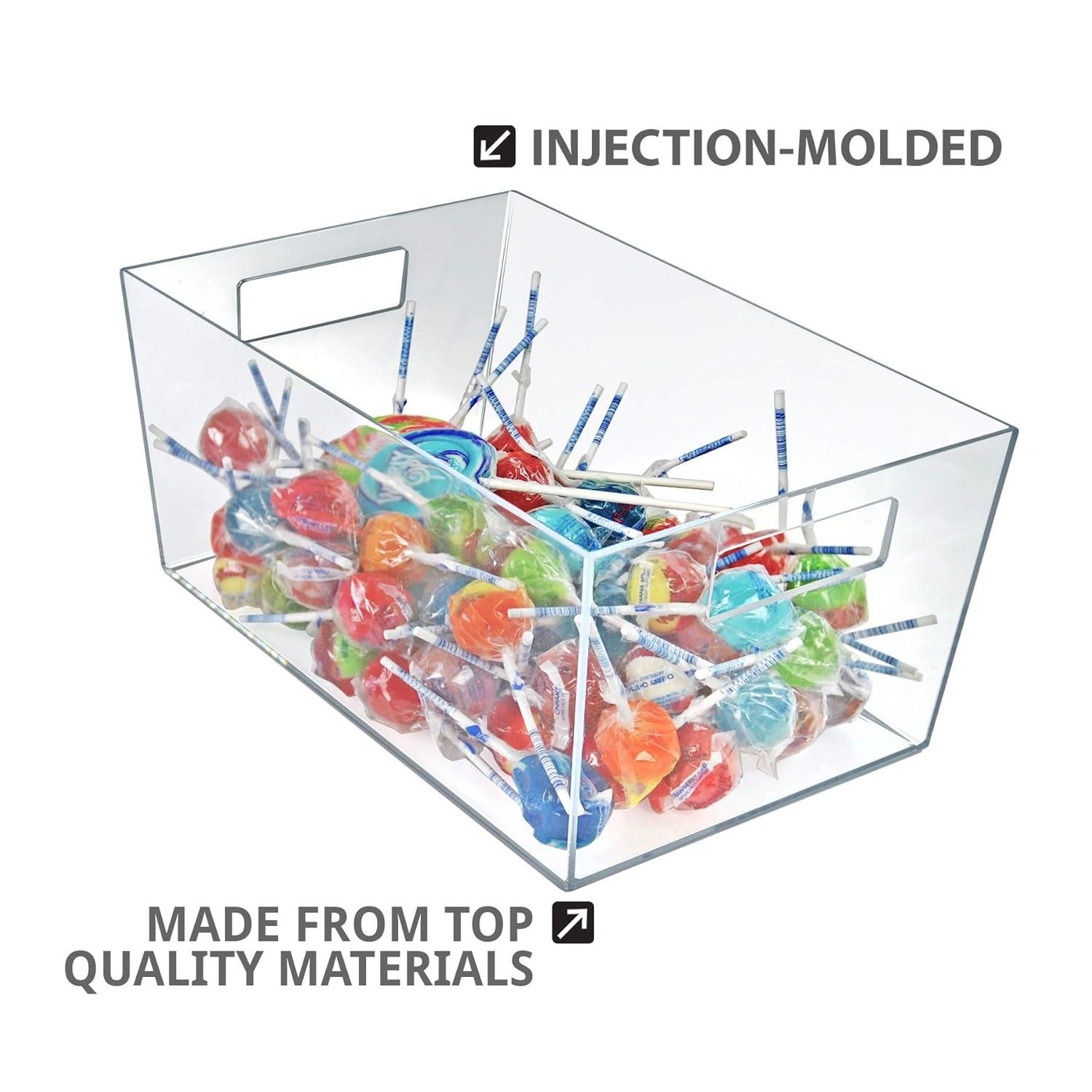 Azar Displays X-Large Organizer Storage Tote Bin with Handle 13"W x 9.5"D x 6.5"H, 4-Pack (Set of 4)