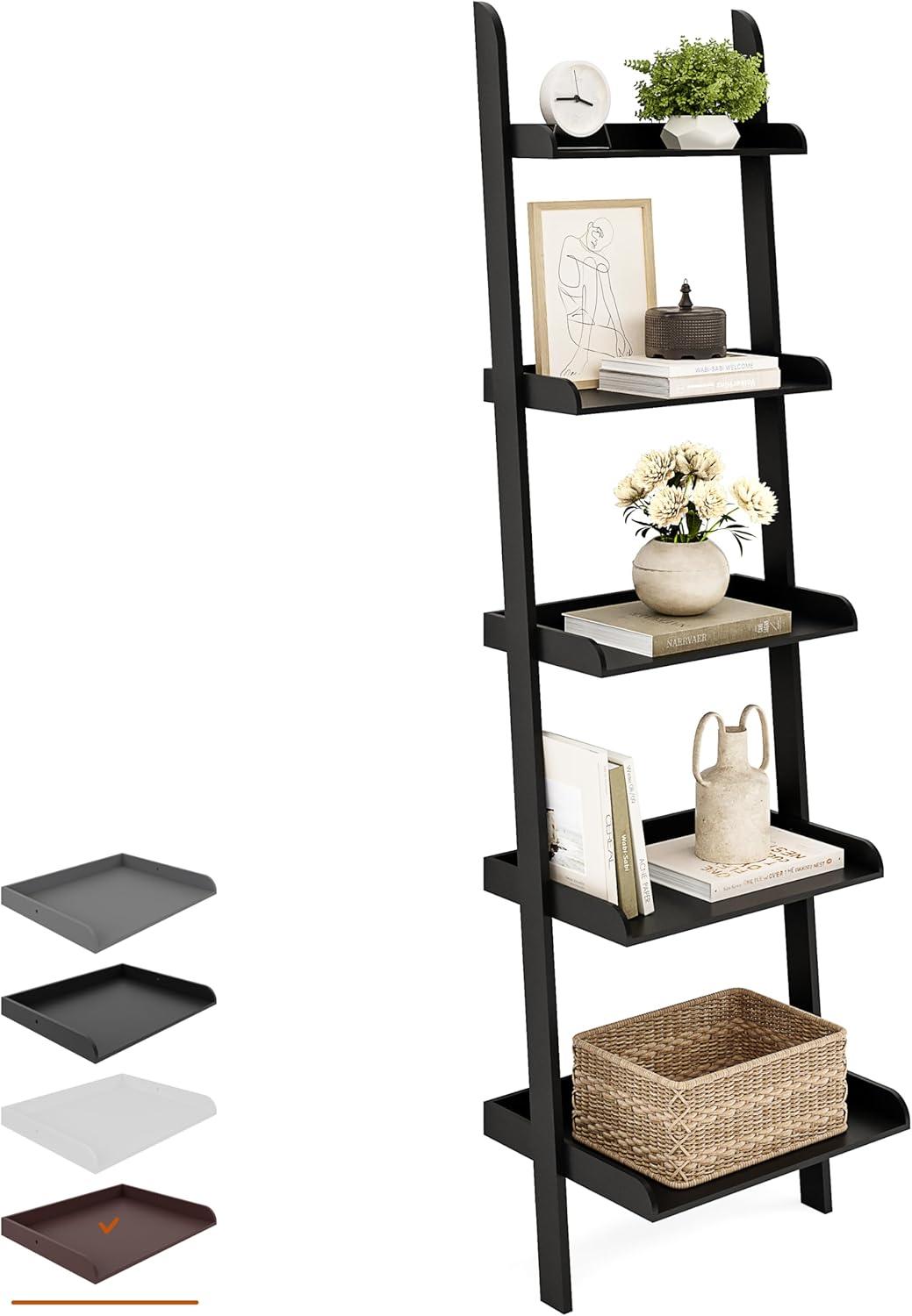 Ballucci Lado 5-Tier 67" H x 18" W Wood Leaning Ladder Bookcase