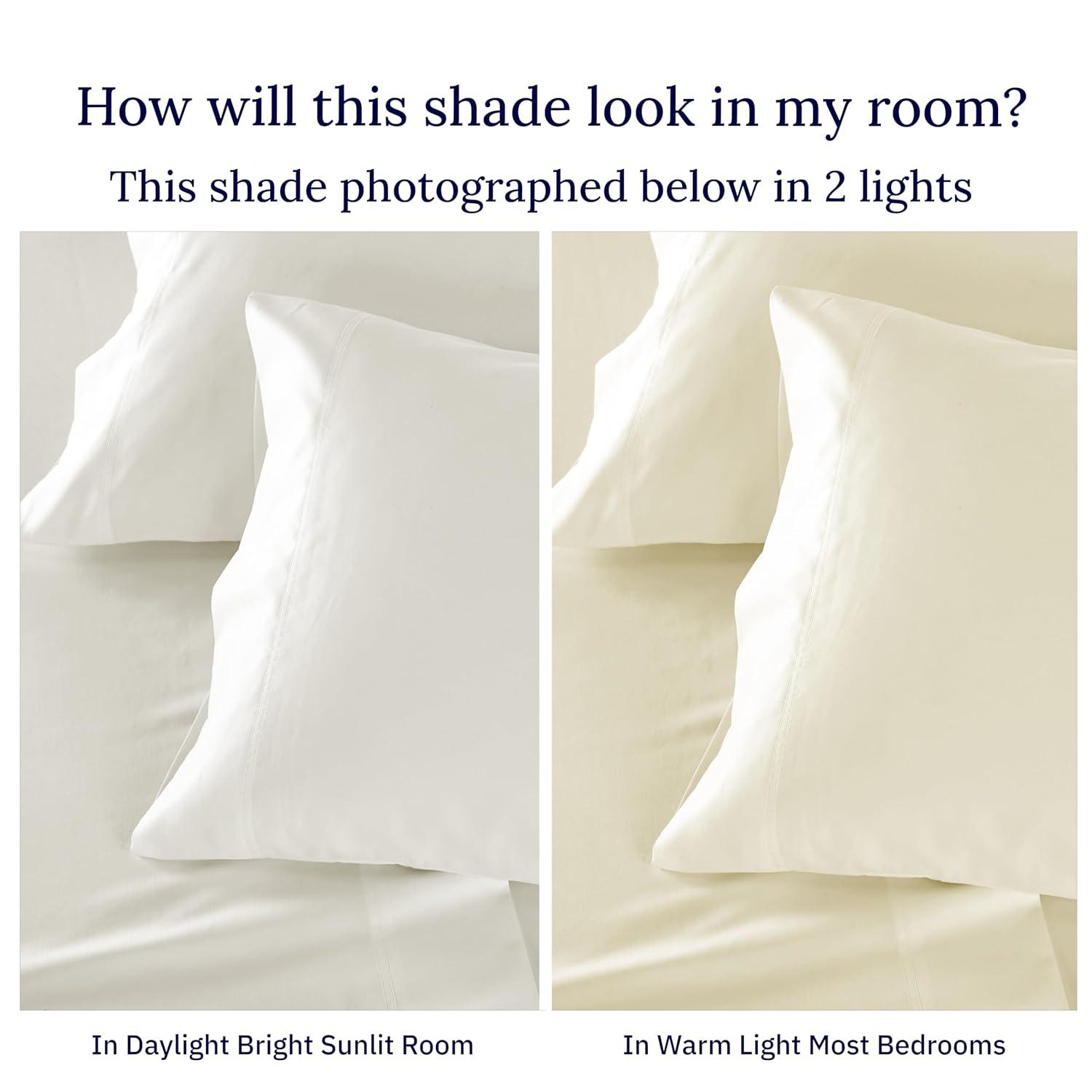 California Design Den 100% Cotton Pillow Cases Standard Size Set of 2, Sateen Weave, Cooling Pillow Cases for Standard / Queen Size Pillows, Ivory