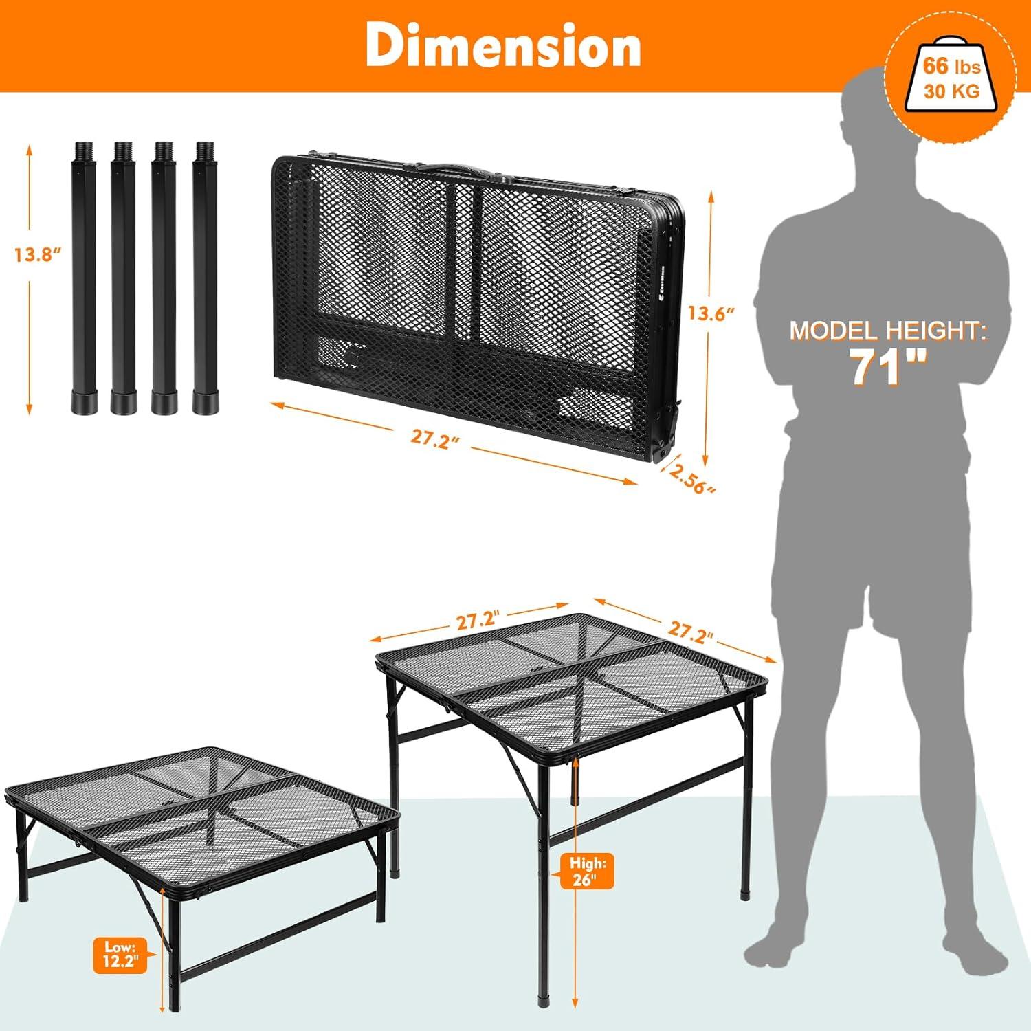 MAXAYA Small Folding Table, Easy For Storage, Compact And Portable Picnic Table For Grill, Outdoor Camping, Garden, Patio, Dining, Bbq, Party, Market, 2ft (small, Black)