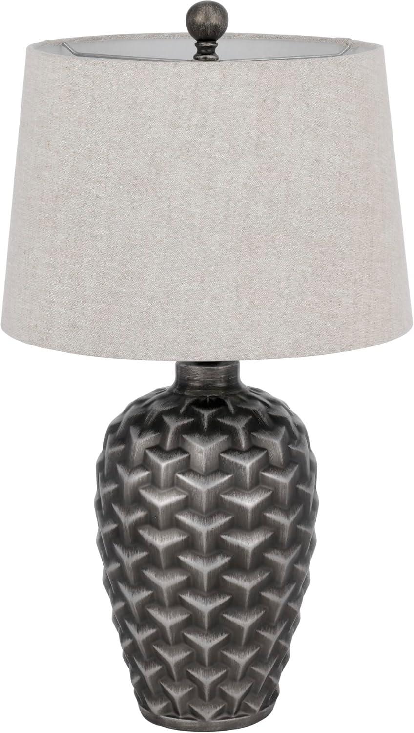 Cal Lighting Dresano resin table lamp with linen hardback taper drum shade