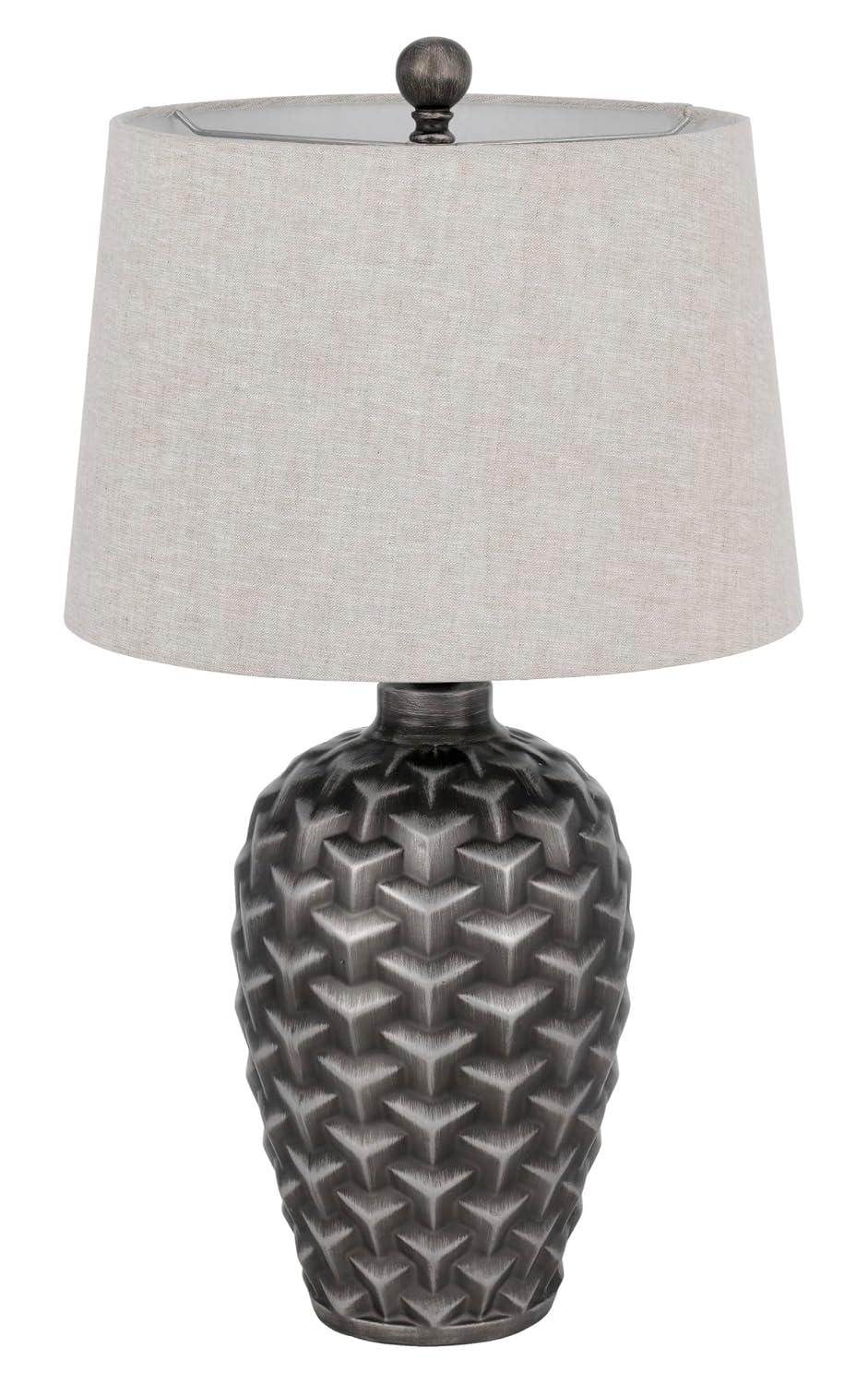 Cal Lighting Dresano resin table lamp with linen hardback taper drum shade
