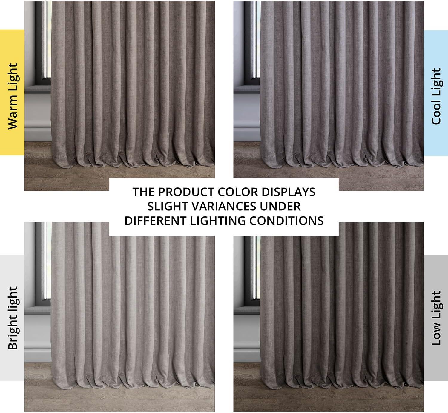 Gray Faux Linen Extra Wide Blackout Curtain Panel