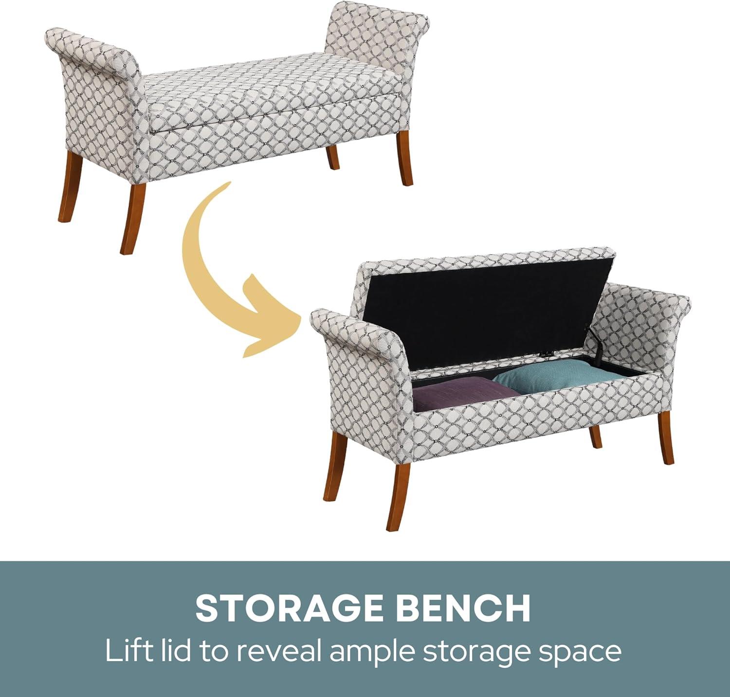 Designs4Comfort Garbo Storage Bench Ottoman  Ribbon Pattern Fabric