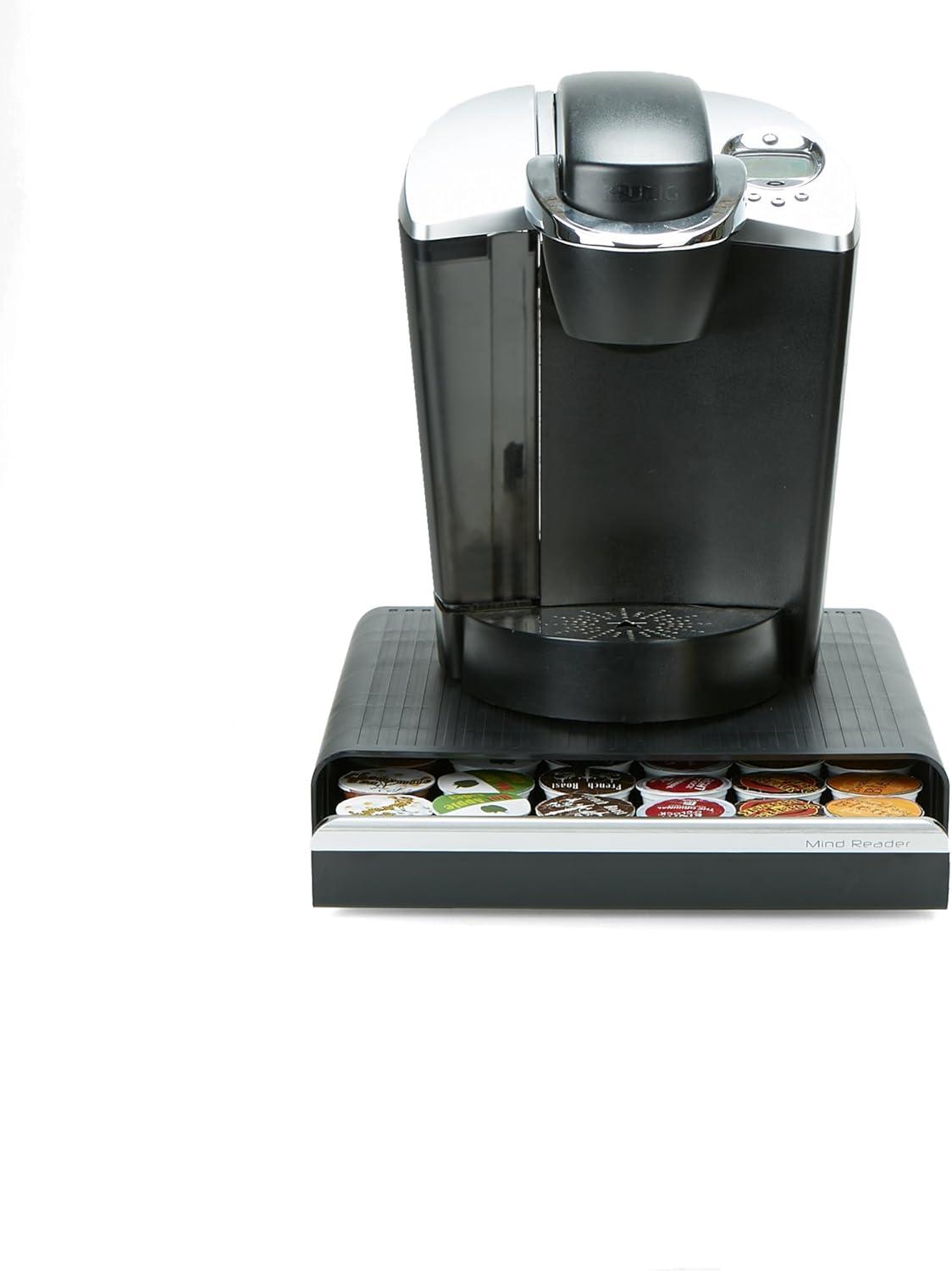 MIND READER Single Serve Coffee Pod Drawer and Holder 36 Capacity Coffee Station and Pod Capsule Storage Organizer, Pull Out Tray for Coffee Machines and Accessories (BLACK)