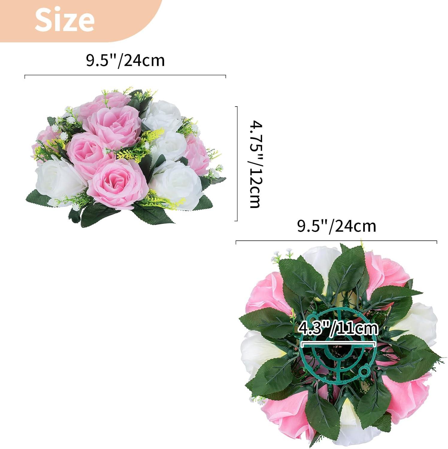 Nuptio Set of 2 Blue&White Artificial Flower Kissing ball, 15 Heads Fake Peony Silk Rose Flowers Bouquet for Centerpiece Wedding Birthday Party Home Table Decor