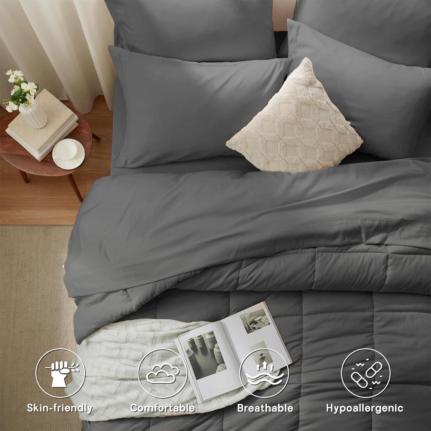 Sweet Home Collection All Season Bed-in-A-Bag 5pc/7pc Solid Color Comforter & Sheet Set Ultra Soft Bedding by Sweet Home Collection