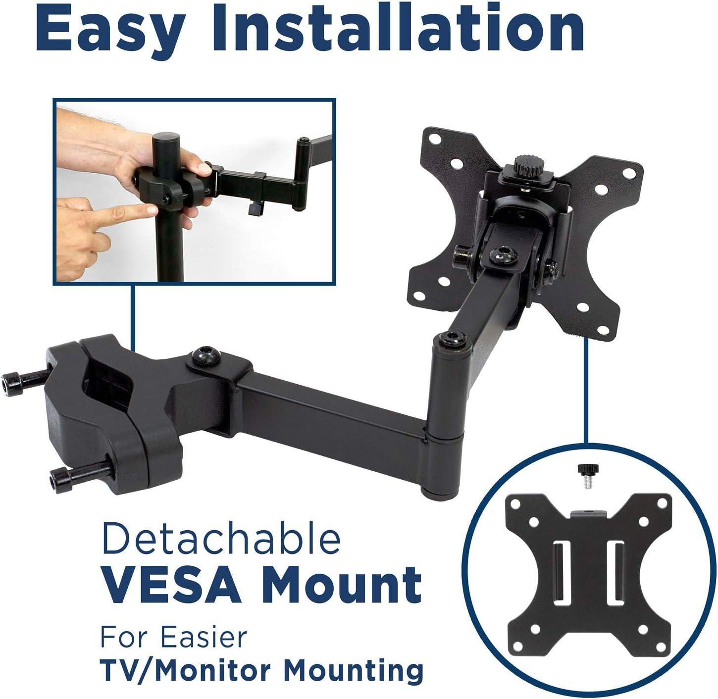 Mount-It! Universal VESA Pole Mount with Articulating Arm | Full Motion TV Pole Mount Bracket | VESA 75 100 | Fits TVs or Monitors Up to 32 Inches