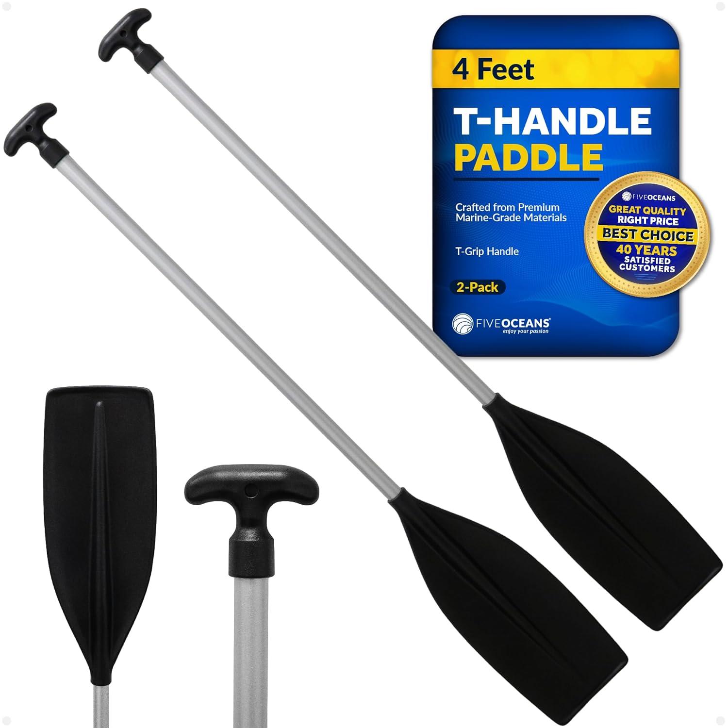 Five Oceans 4-Feet Canoe Paddle - Boat Paddle, 2-Pack T-Handle Oar Paddle for Canoe, Kayak and Small Boats Corrosion-Resistant Floating Boat Paddles Marine-Grade Aluminum Heavy-Duty Shaft - FO4722-M2