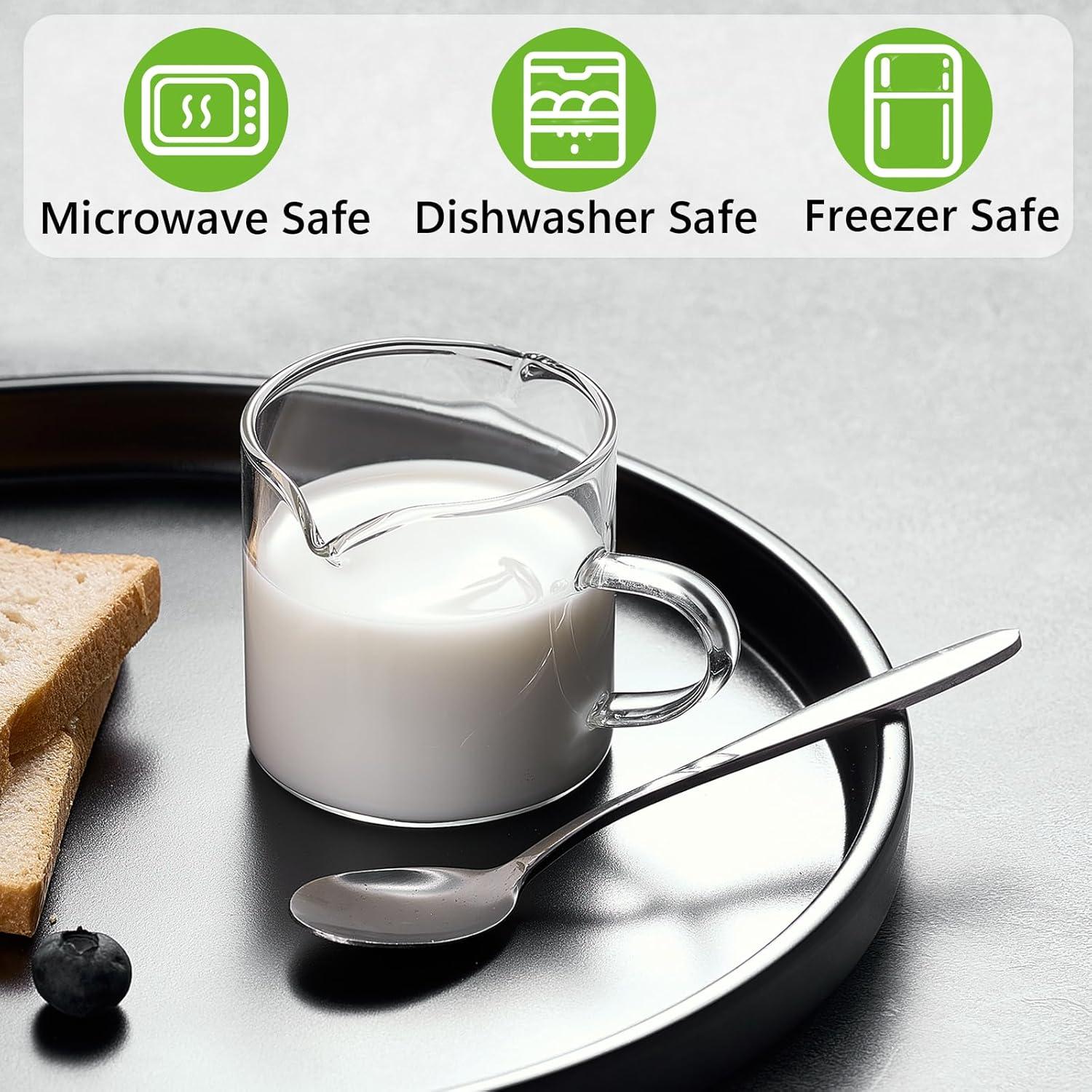 Espresso Cups Set of 2, 4 oz Double Spouts Cup, Espresso Shot Glasses with Handle, V-Shaped Spout Milk Cup, Borosilicate Glass, Mini Clear Glasses for Coffee Bar, Machine Accessories