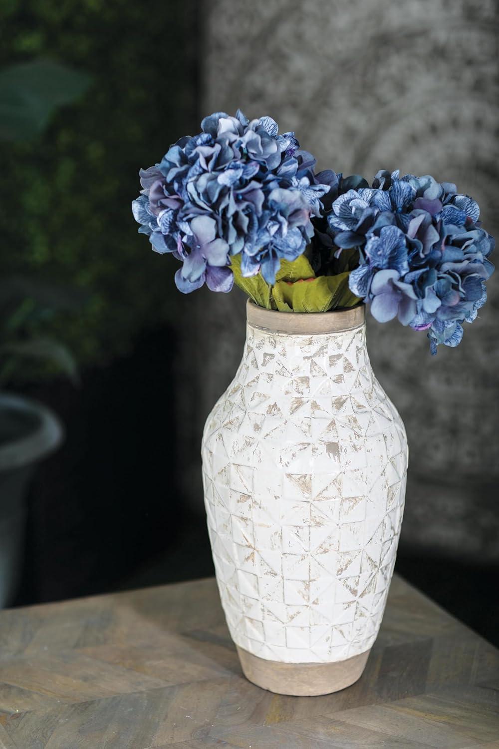 DecMode 16" White Ceramic Vase