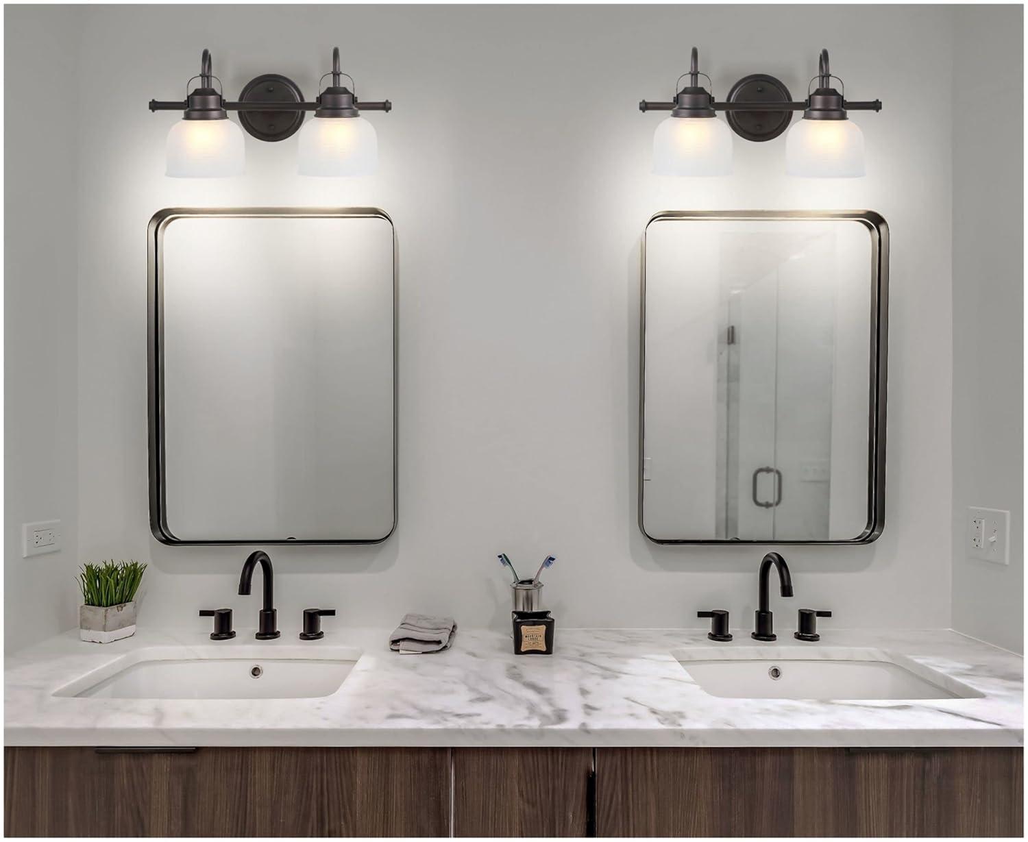 17.25" Metal/Glass Vanity Wall Light, ETL Listed, Bright Bathroom Fixture - JONATHAN Y