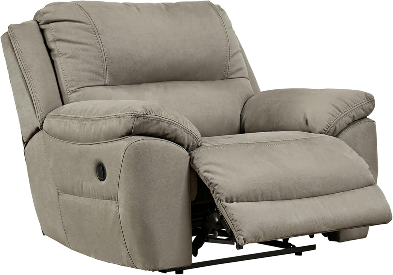 Contemporary Oversized Recliner in Soft-As-Suede Gray Faux Leather