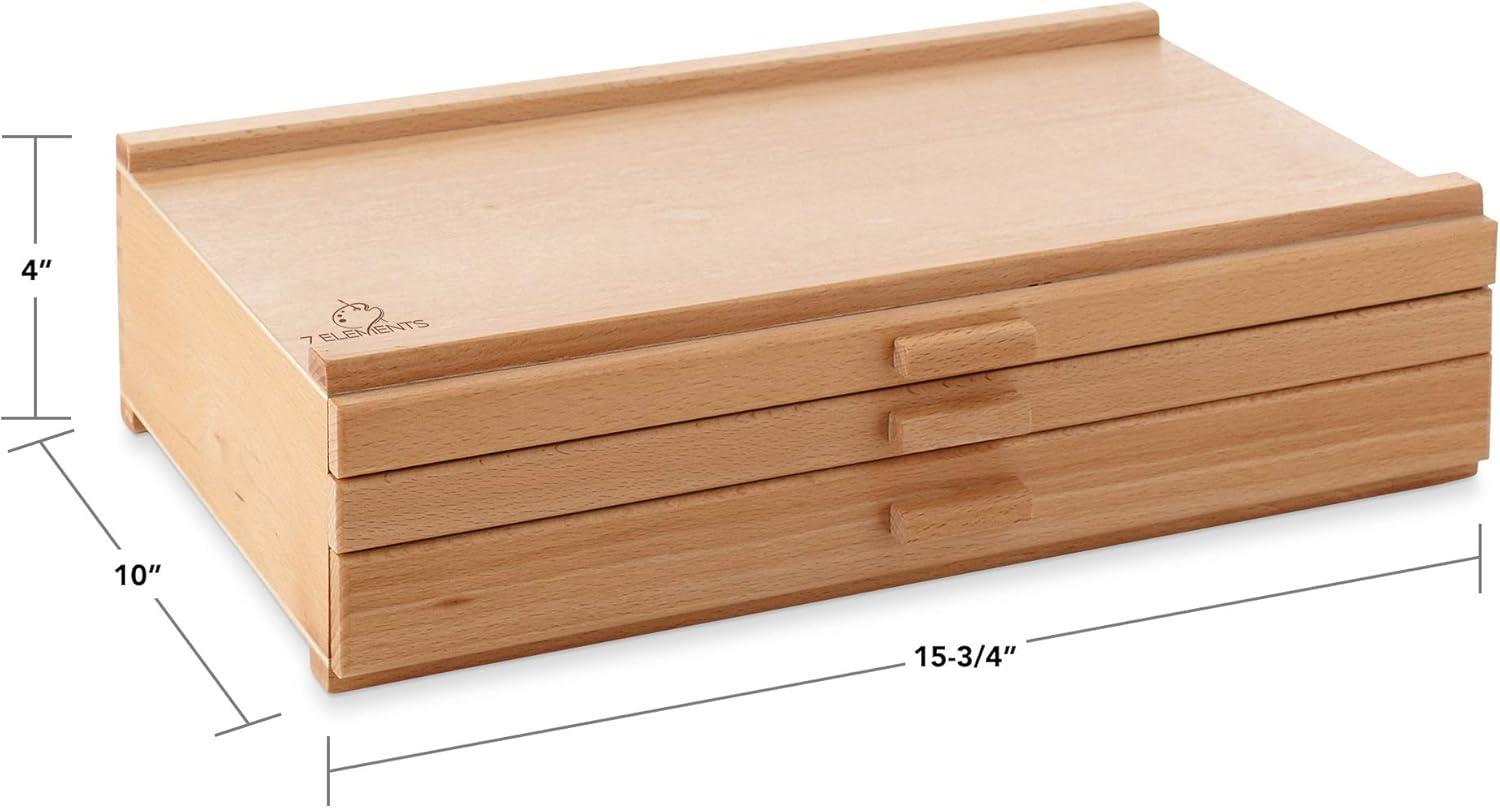 Beechwood 3-Drawer Artist Supply Storage Box