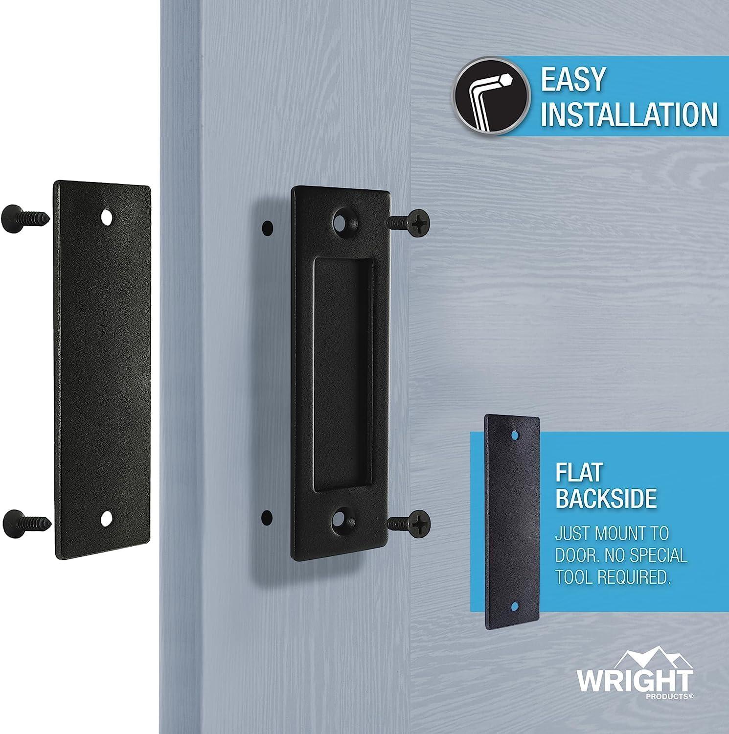 Wright Products, Interior Barn Door, Flush Style Ornate Handle Set, Matte Black Finish, 2 Pack