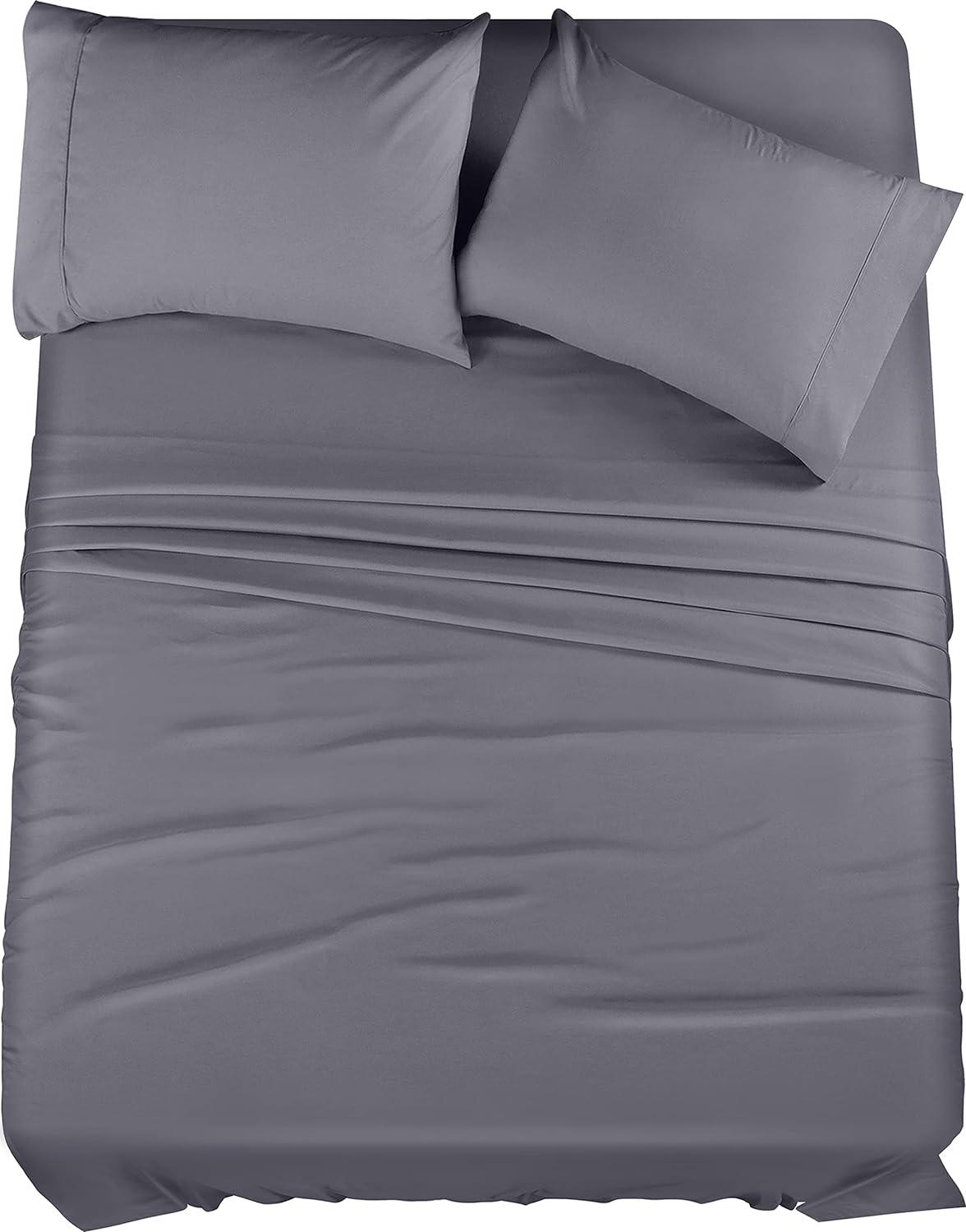 Utopia Bedding Solid 4 Piece Bed Sheets Set For Adults - Microfiber, Fade Resistant (Queen, Grey)