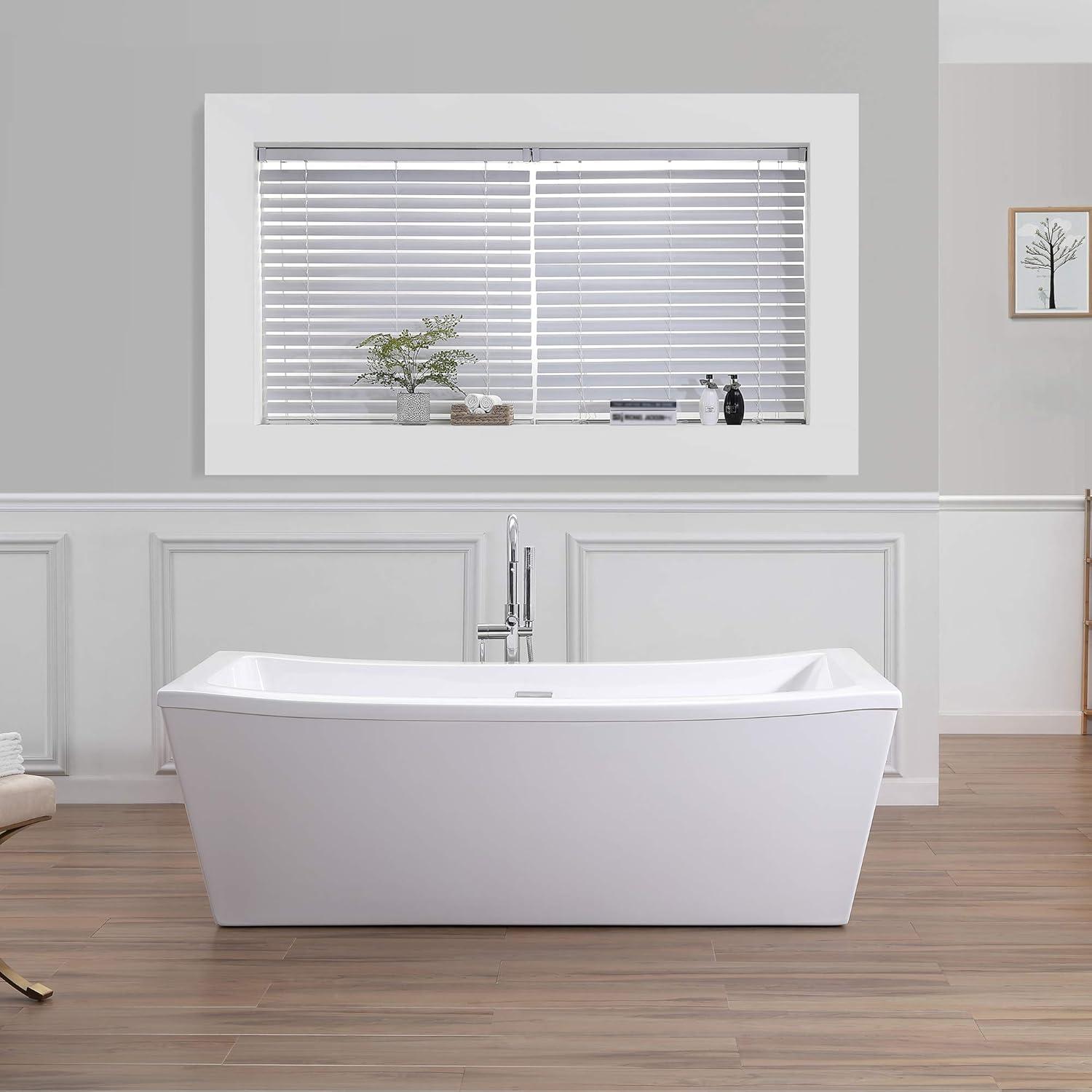Ruby 65'' x 29.13'' Freestanding Soaking Acrylic Bathtub