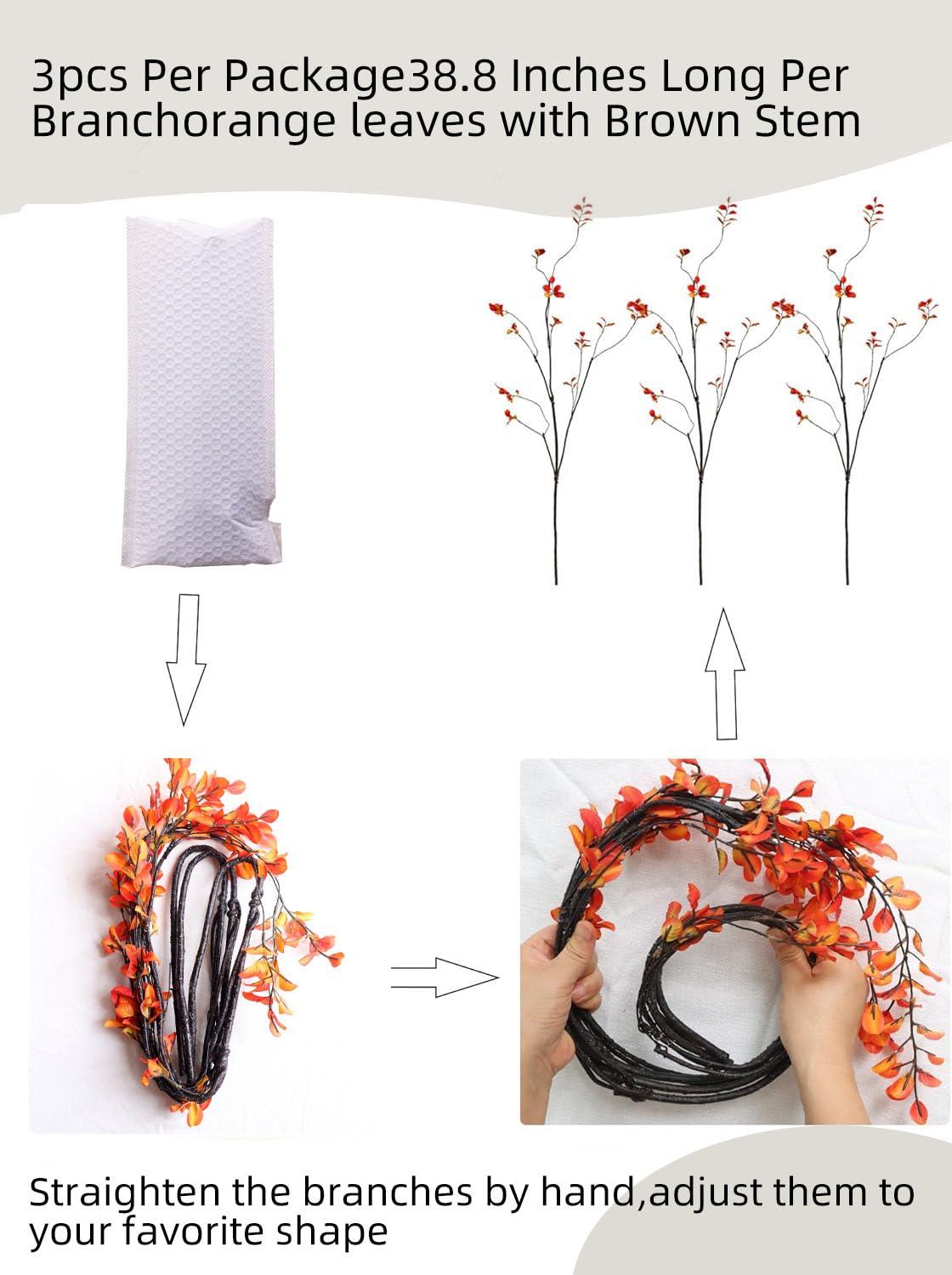 3pcs Artificial Ficus Branches - Lifelike Greenery for Vase | Faux Eucalyptus Banyan Twig Plants for Home, Wedding & Office Decor -