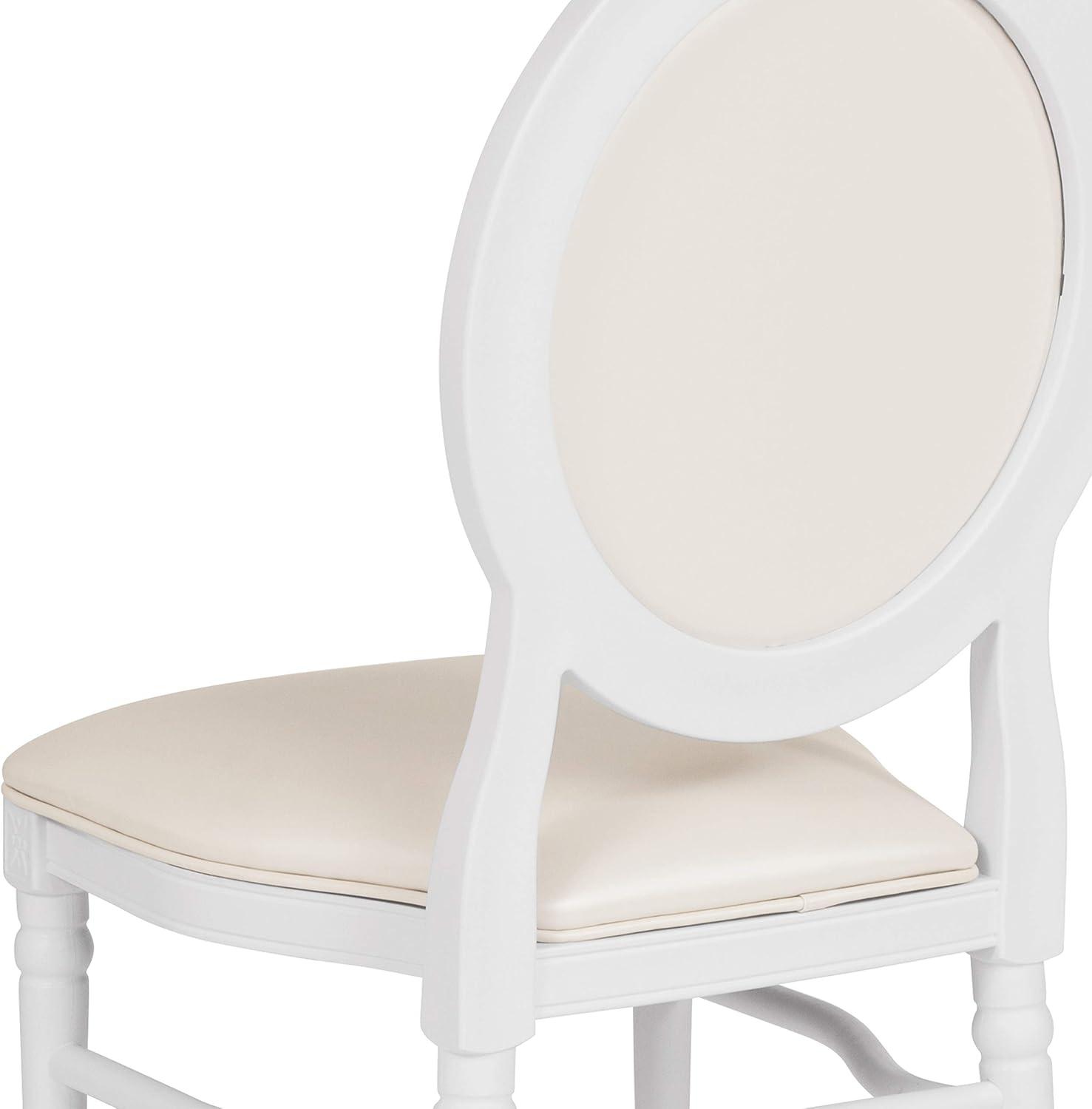 Elegant White Vinyl Upholstered King Louis Side Chair