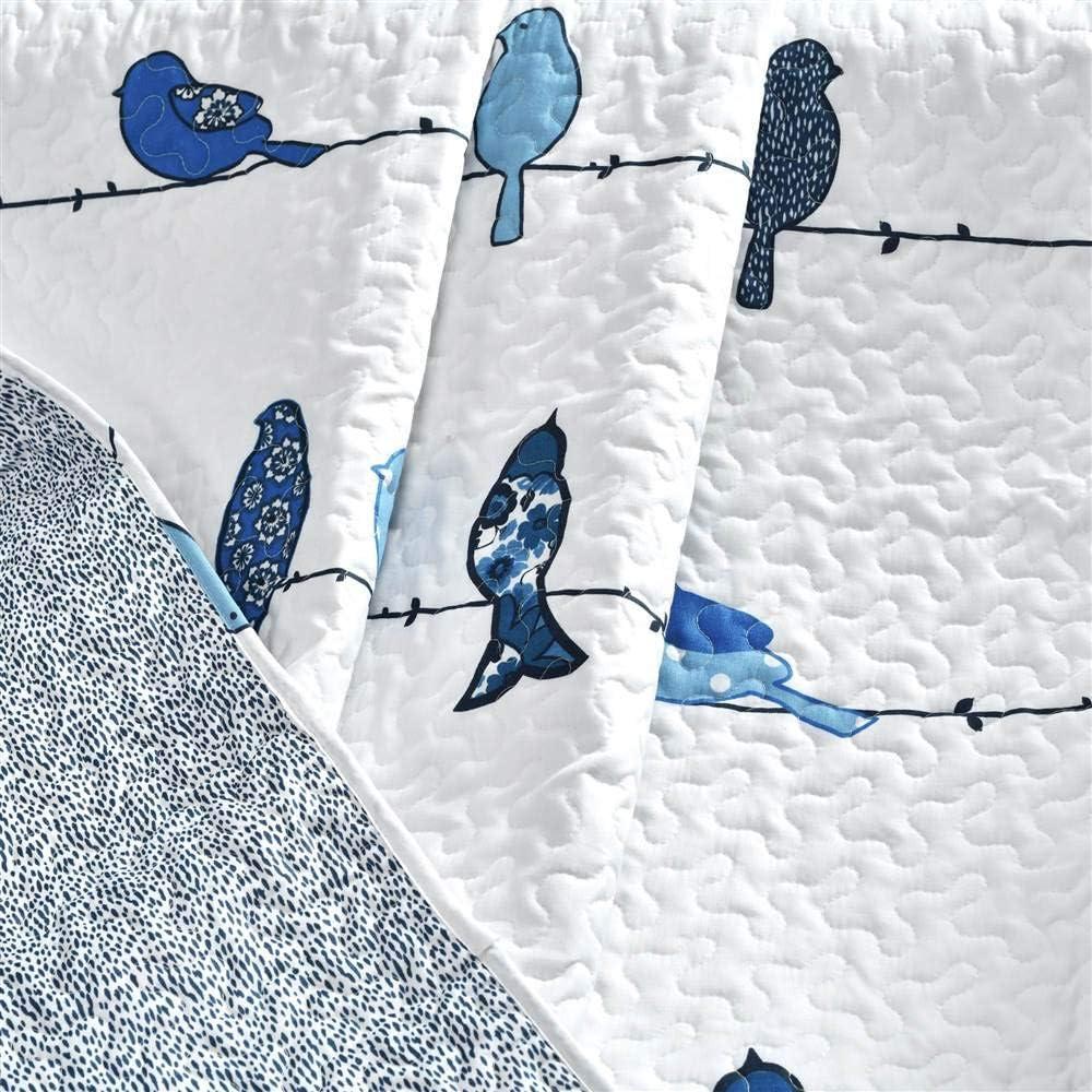 Lush Decor Rowley Birds Animal Print Polyester Reversible Throw, 60x50, Navy, Single