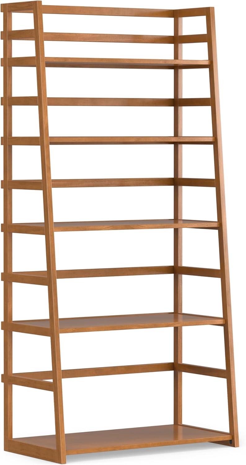 Simpli Home Acadian 30"W Solid Wood 5 Shelf Ladder Bookcase with Open Shelves