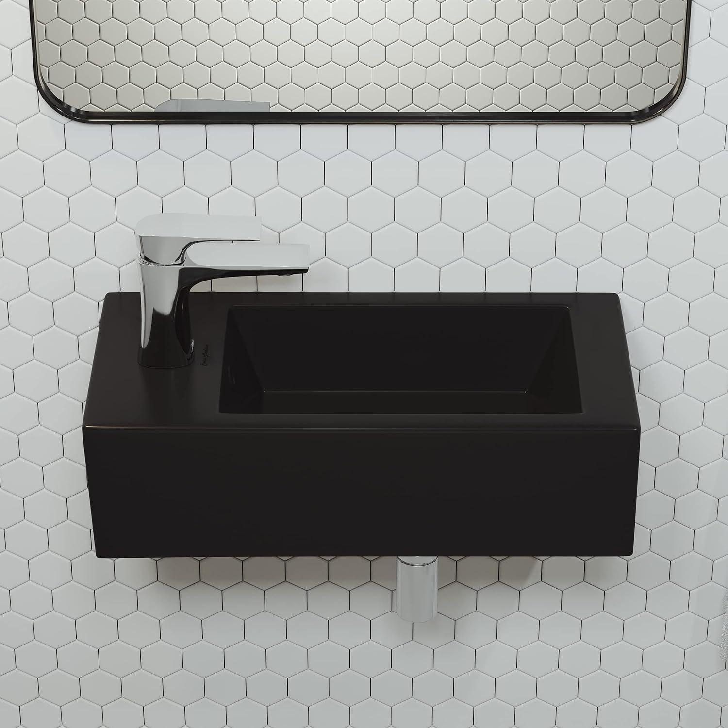 Voltaire 19.5 x 10 Rectangular Ceramic Wall Hung Sink with Left Side Faucet Mount