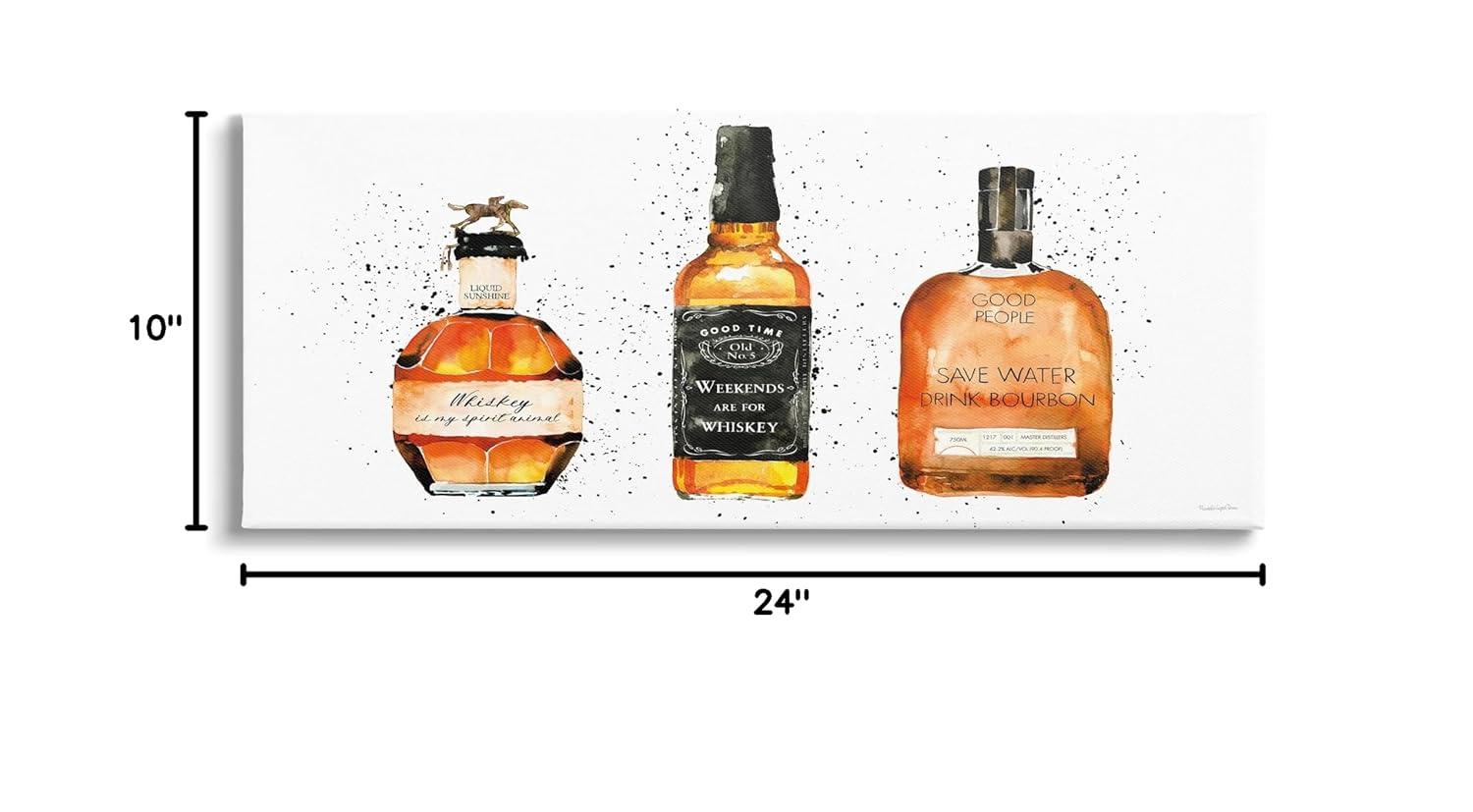 Stupell Industries Funny Whiskey Bottles Food & Beverage Painting Gallery Wrapped Canvas Print Wall Art, 24 x 10