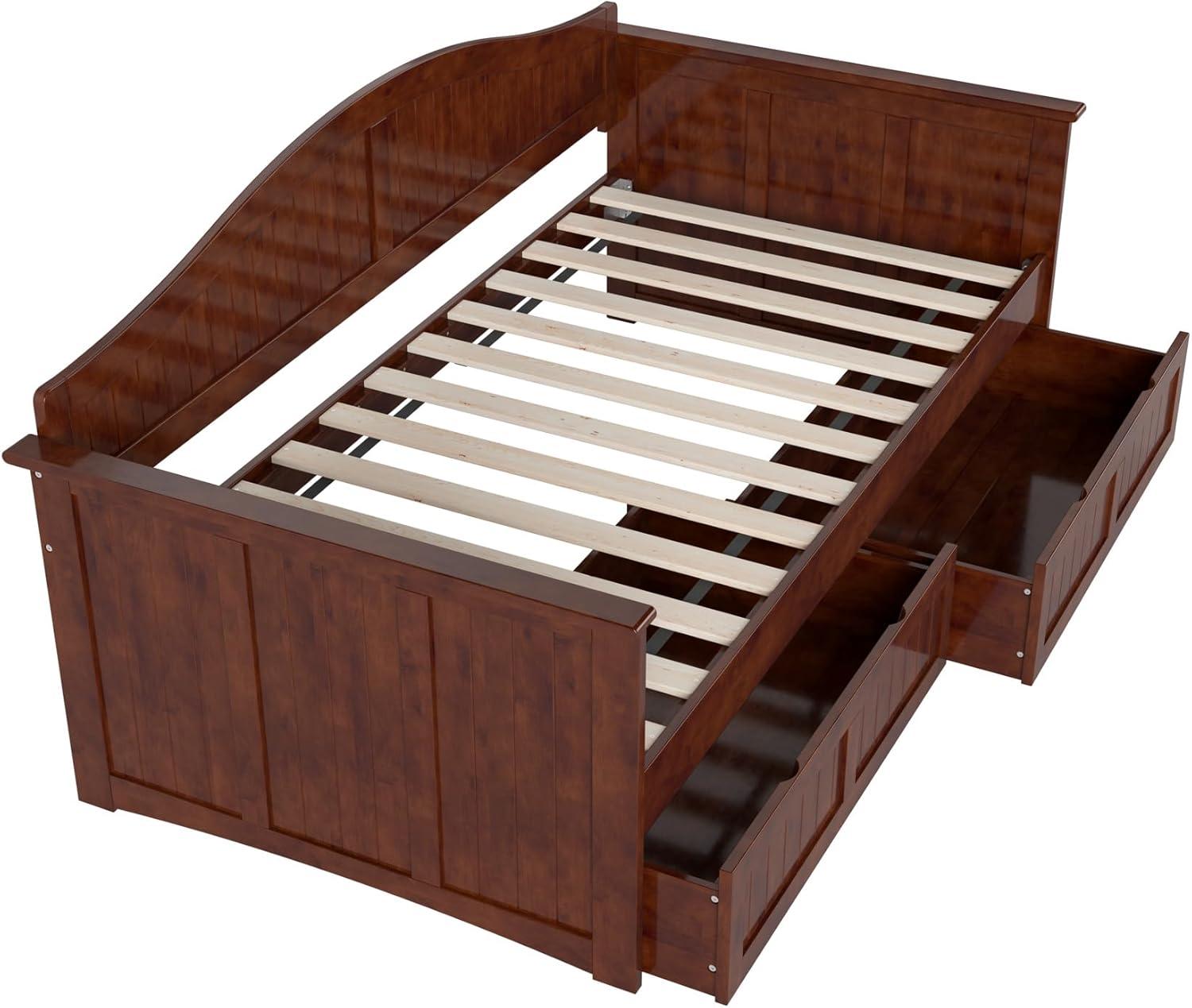 AFI Nantucket Twin Wood Daybed with Set of 2 Drawers in Walnut