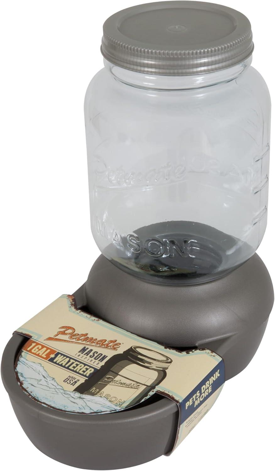 Small Mason-Inspired Glass Gravity Waterer for Pets