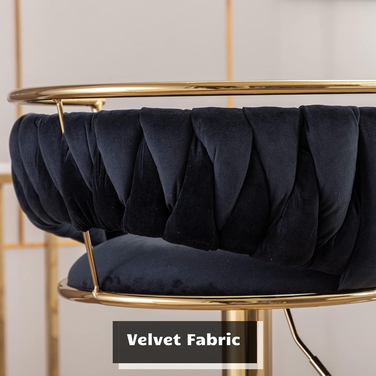 Modern Velvet Adjustable Swivel Bar Stools Set of 2 Orange