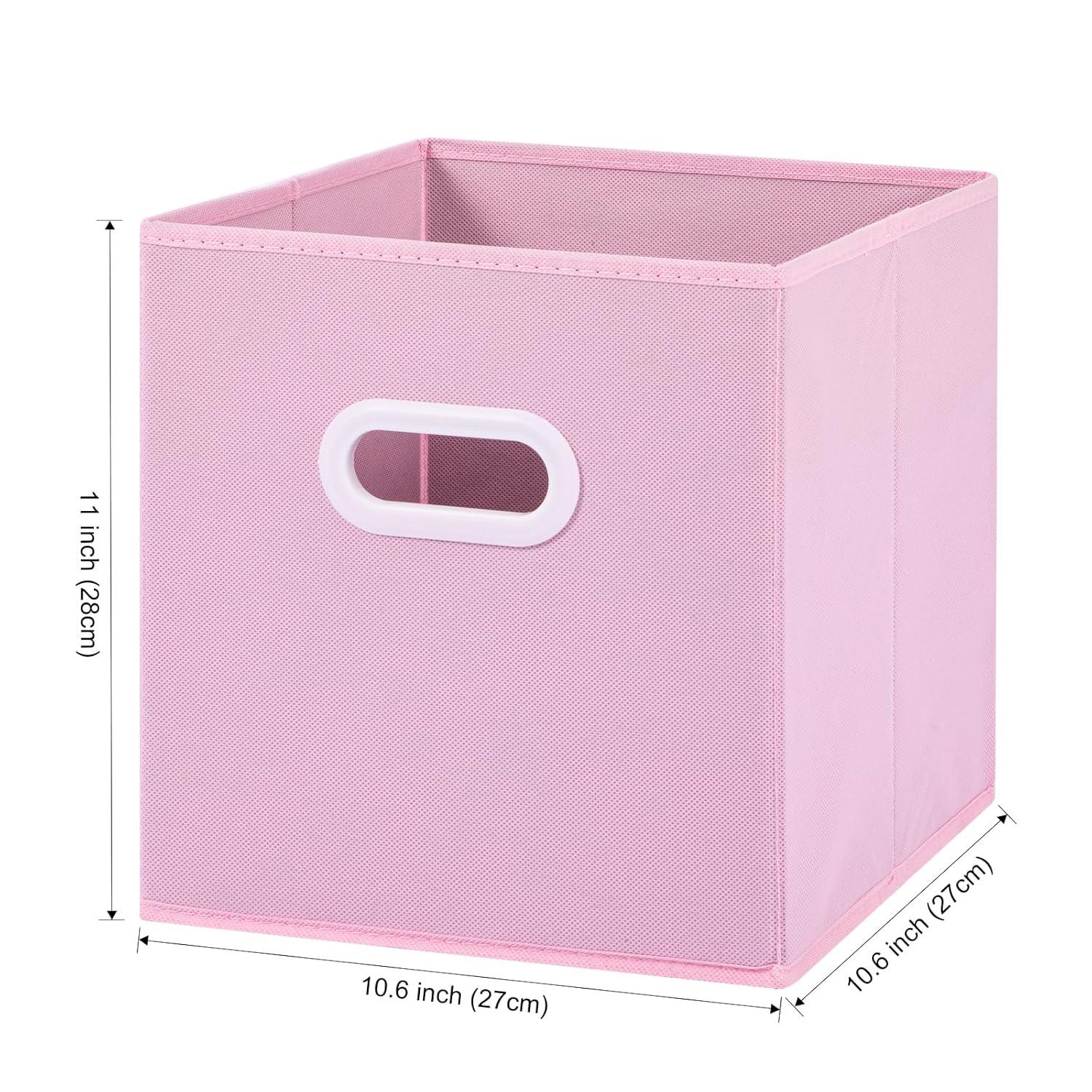 Stero Fabric Storage Cubes Bins, 11 inch Fun Colored Foldable Storage Baskets with Dual Plastic Handle for Home, Kids Room, Closet and Toys Organization, Multi Colored, Set of 6