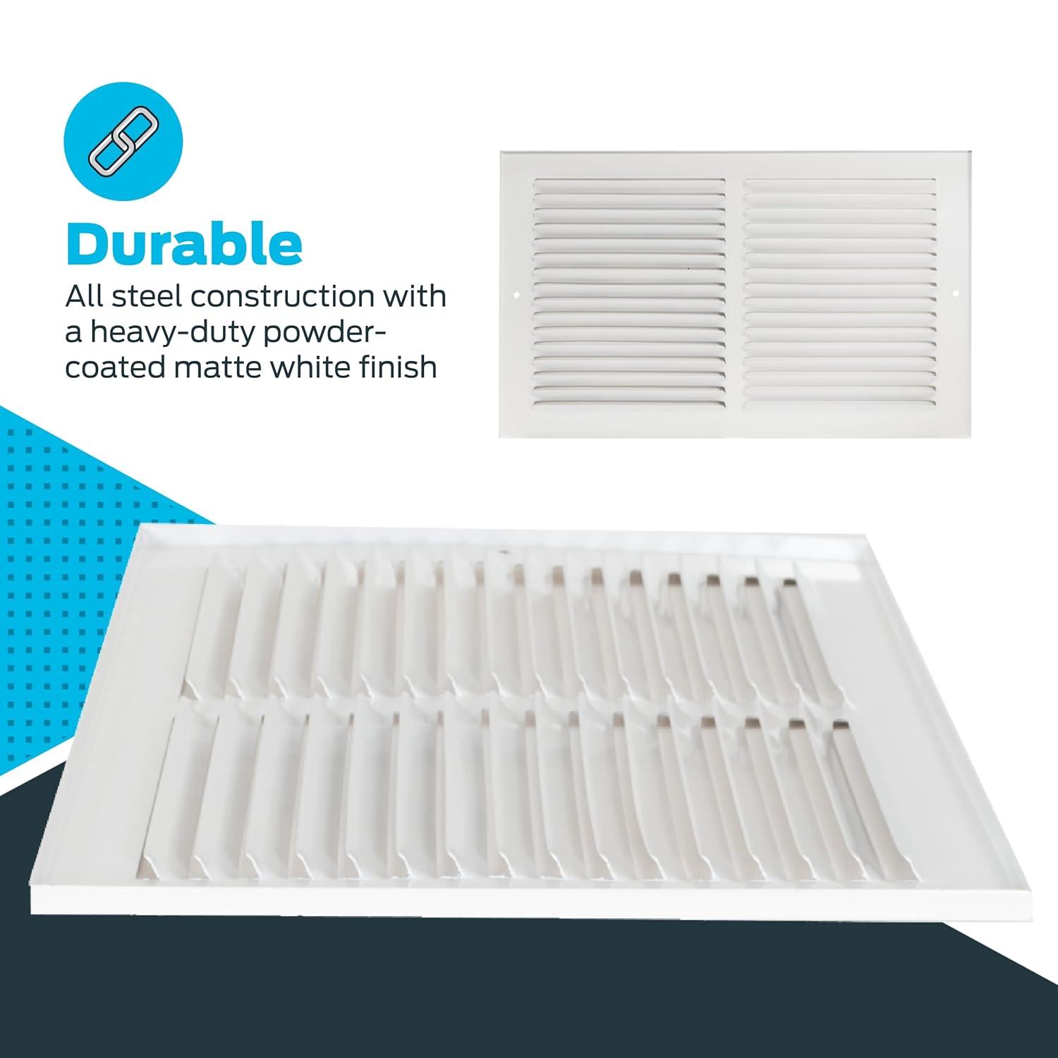 14 in. x 6 in. Steel Return Air Grille, White