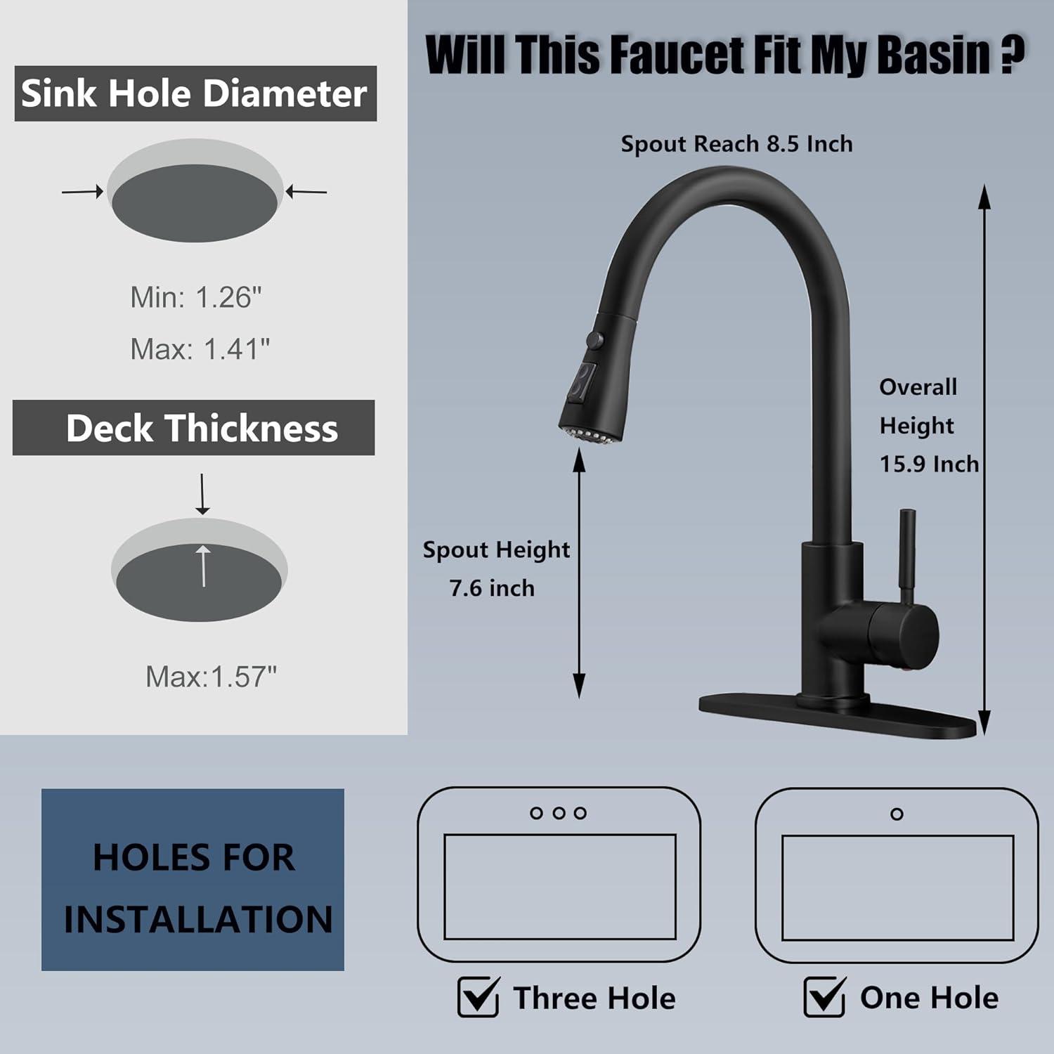 Single Handle High Arc Pull Out Kitchen Faucet,Kitchen Sink Faucets with Pull Down Sprayer