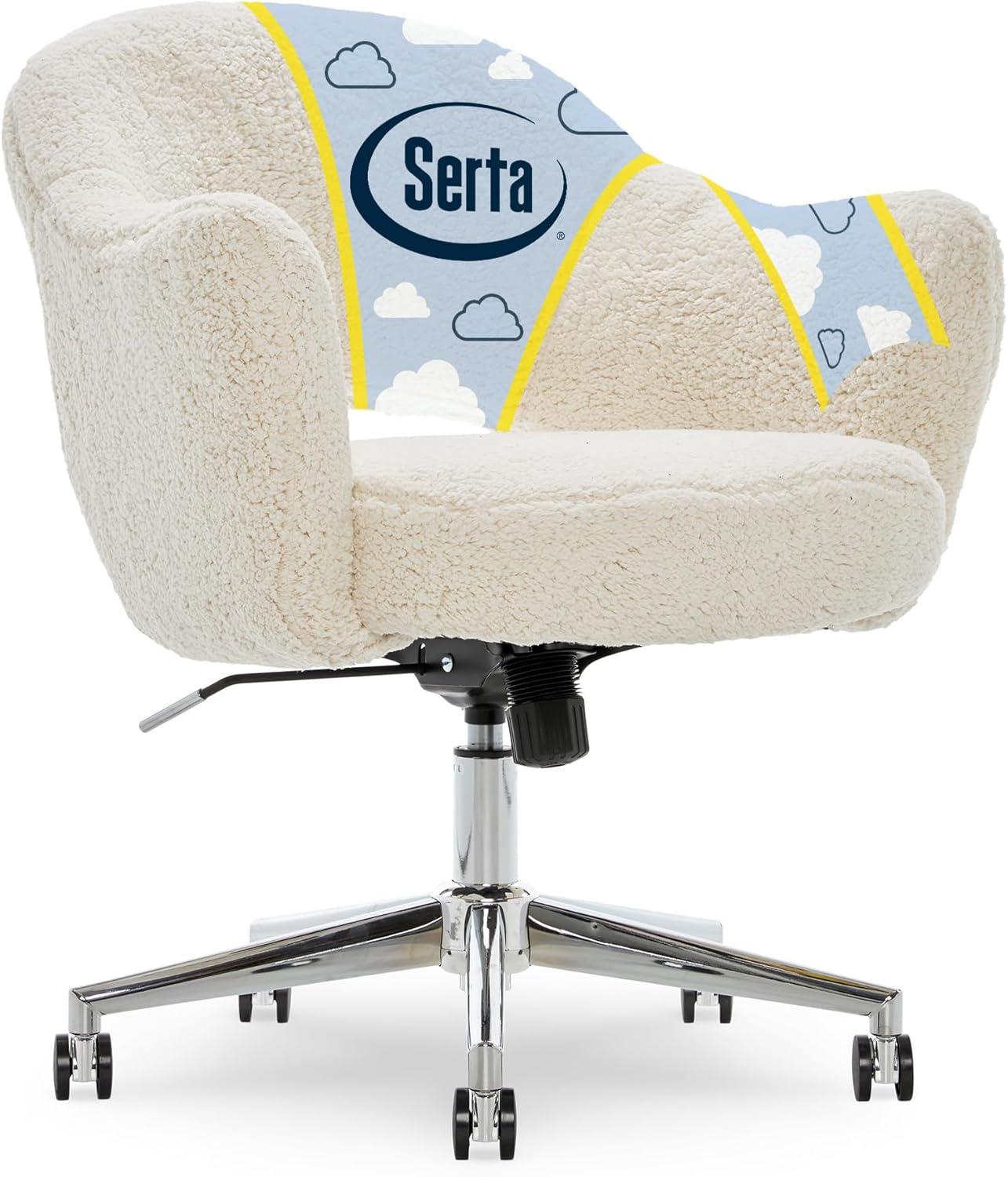 Serta Valetta Midcentury Modern Faux Fur Home Office Chair with Memory Foam Padding