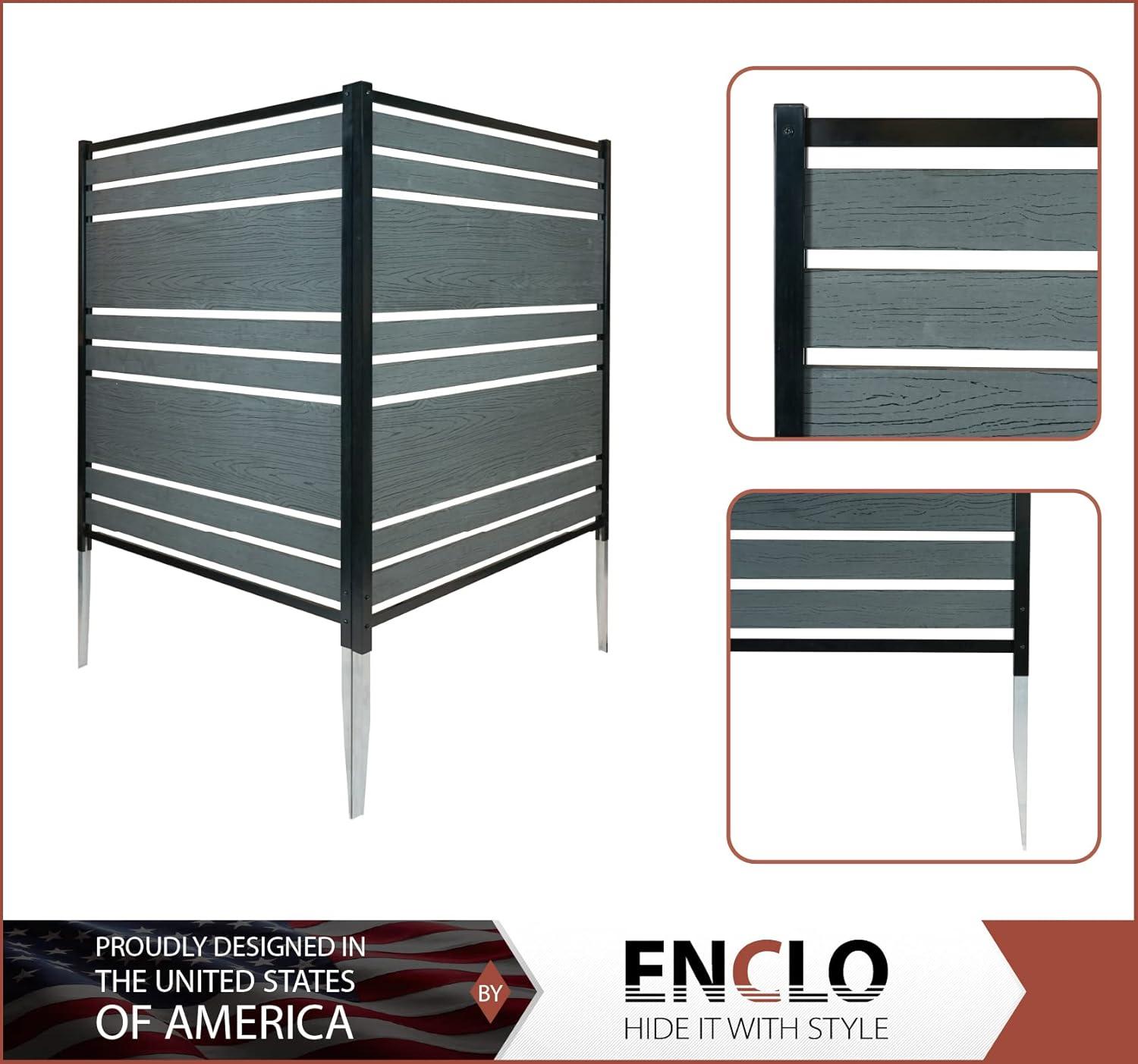 Enclo 48in H x 40in W (2 Panels) No Dig Enclo Vienna Charcoal Color Woodtek Privacy Screen, Outdoor Vinyl Privacy Fence Panel, Privacy Wall for Trash Cans & Air Conditioner Fence, Patio Privacy Screen, EC18018