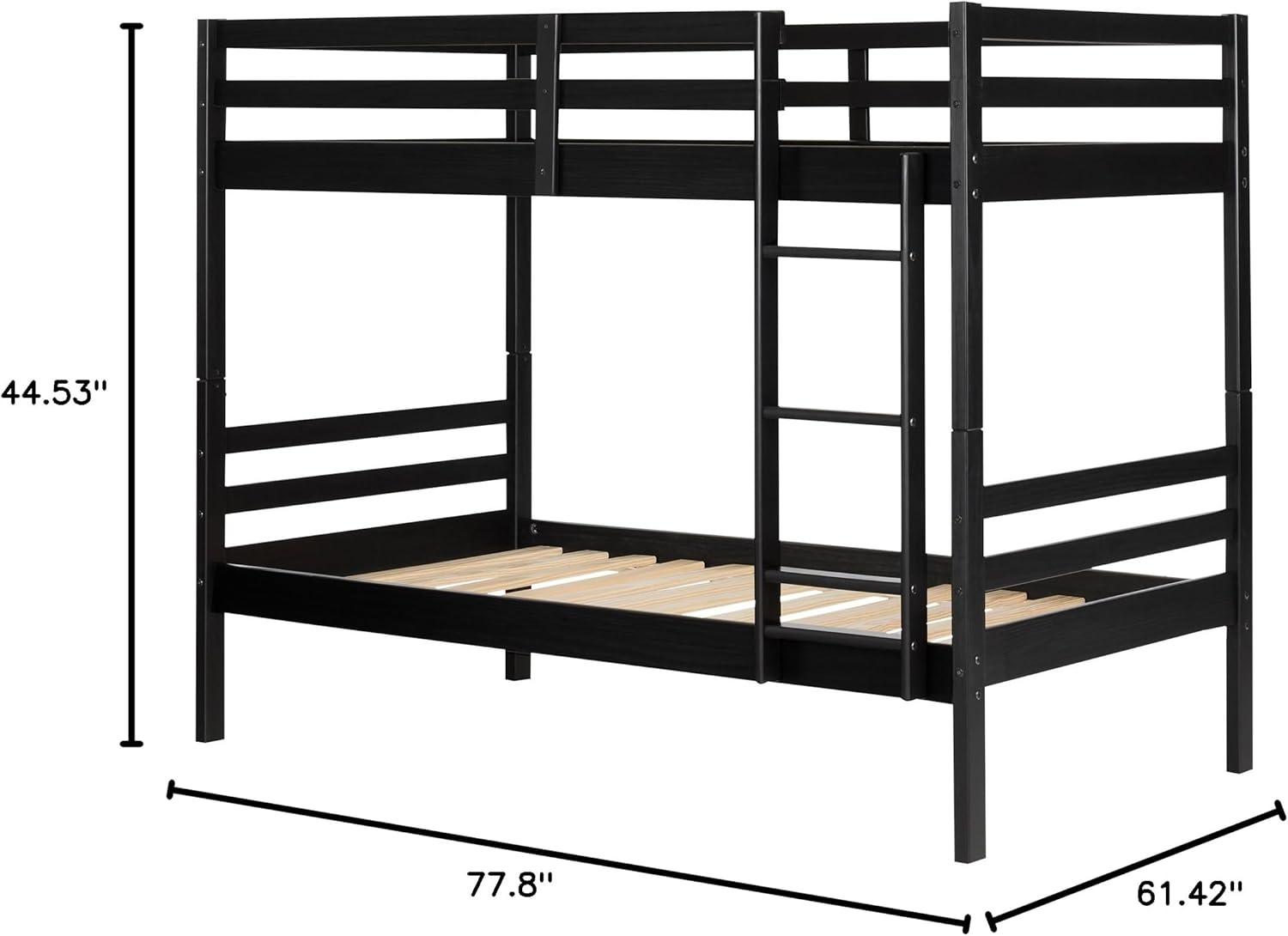 Twin Fakto Solid Wood Kids' Bunk Beds  Matte Black  - South Shore