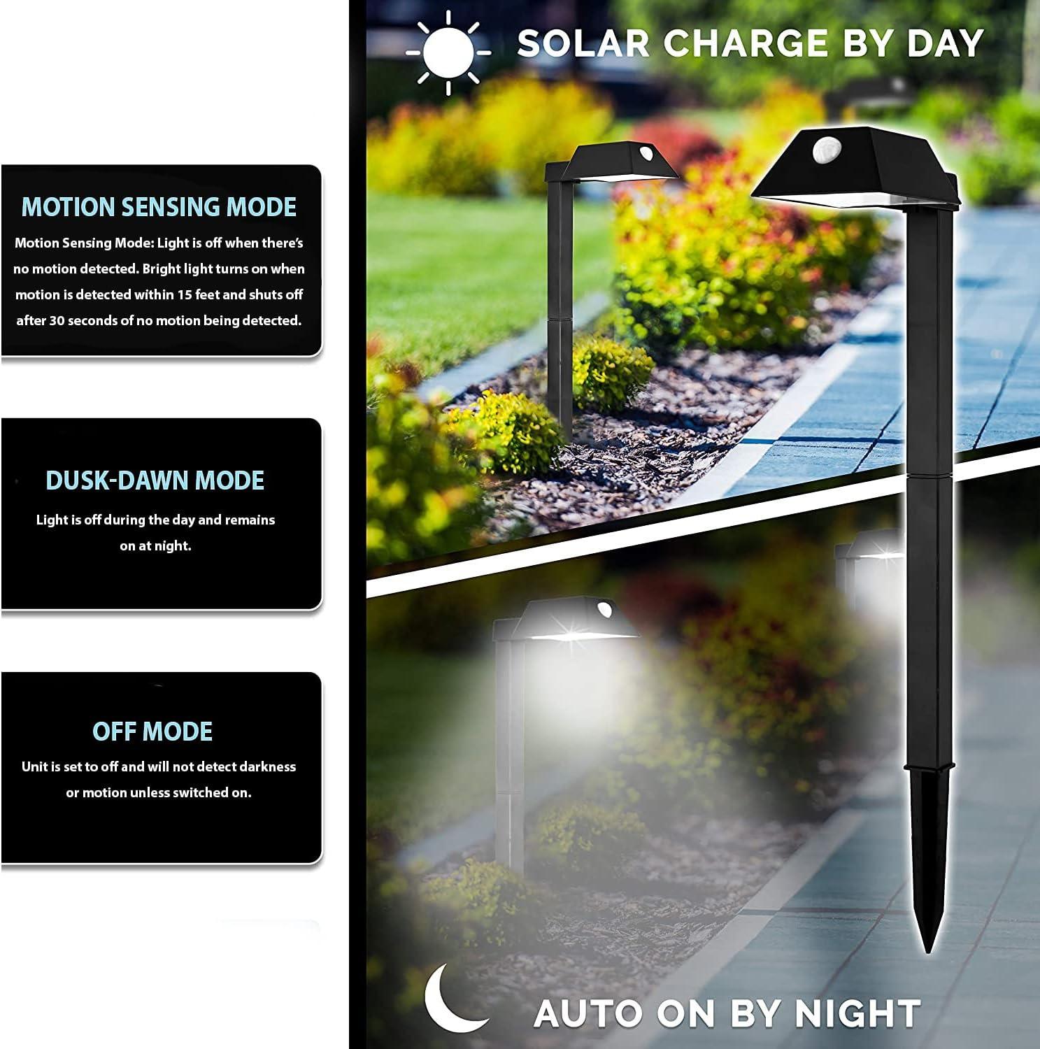 Black Low Voltage Motion Sensor Solar Powered Integrated LED Landscape Lighting